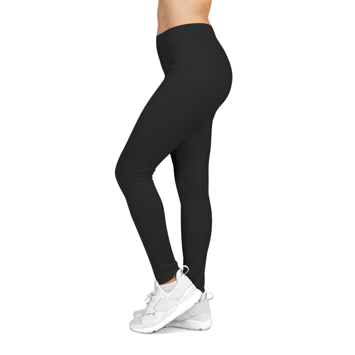 True Black Color Women's Poly-Span Casual Leggings Print Everyday Activewear Pants
