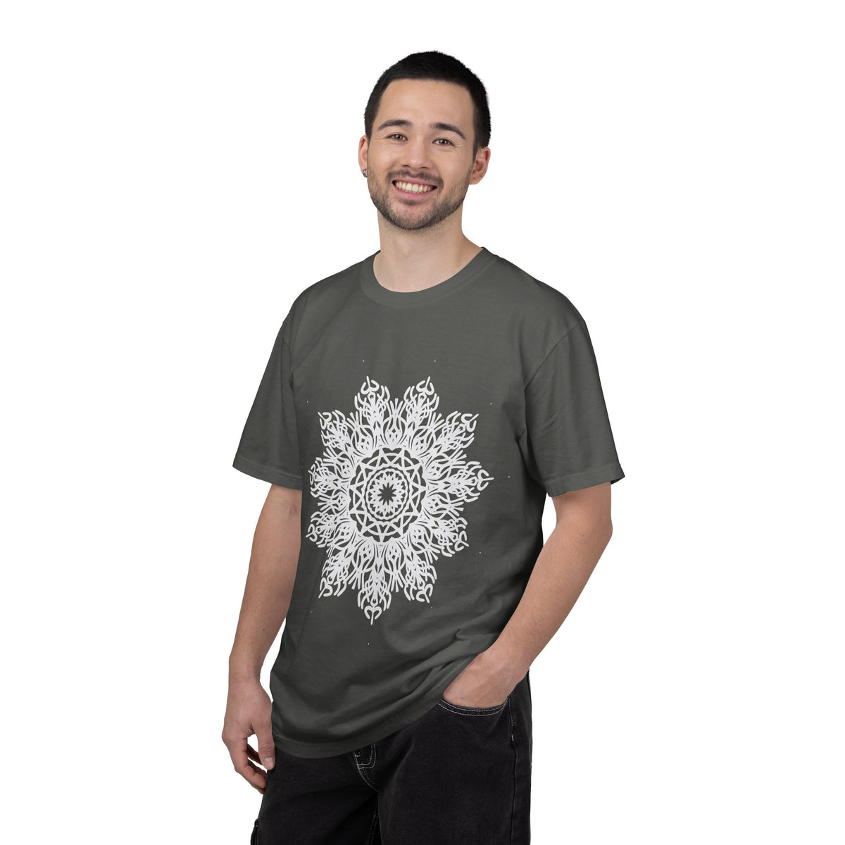 Unisex Garment Dyed Cotton T-Shirt with Mandala Graphic Design