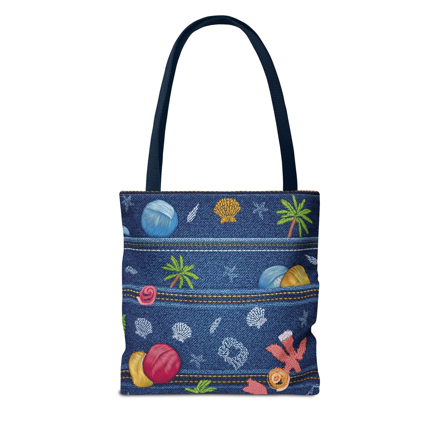 Denim Fabric Imitation Print Unisex Canvas Bag Poly Spun 3 Sizes Tote Bag 182-8