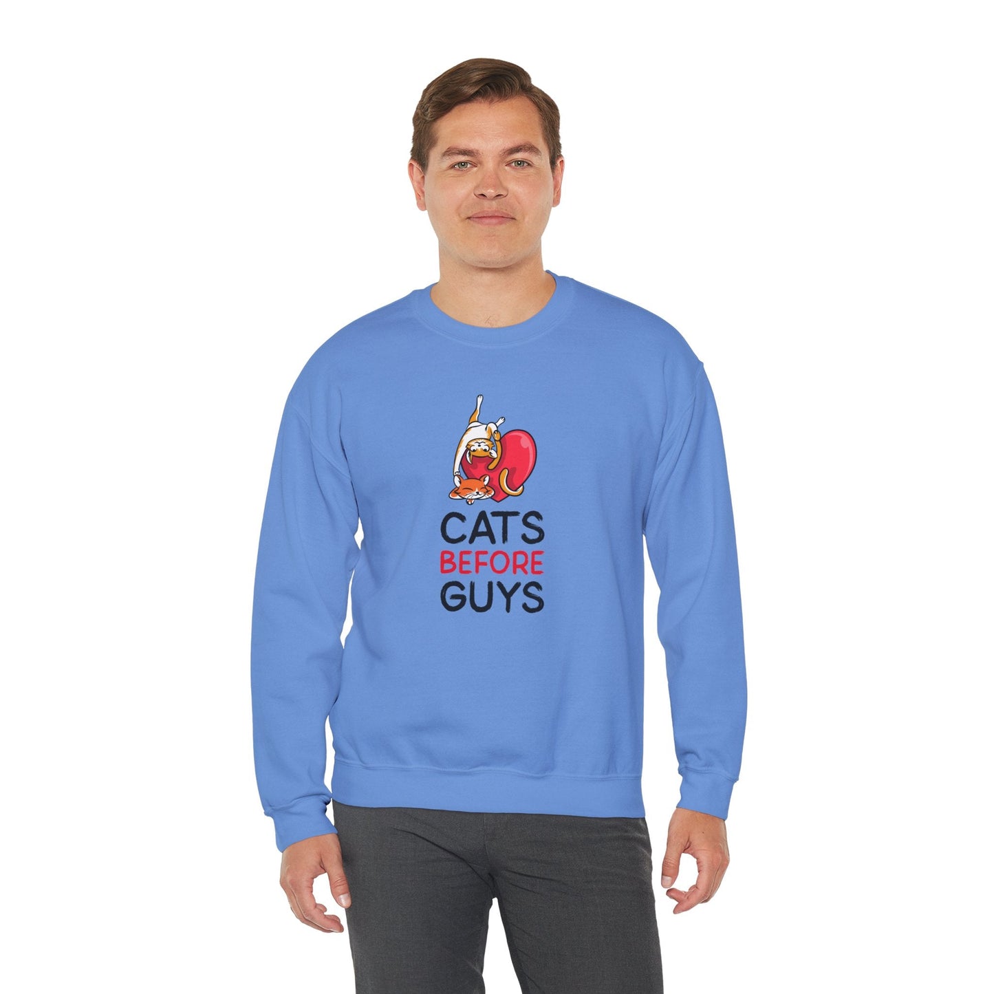 Cat Heart Sweatshirt Unisex Valentines Day 50 50 Cotton Poly Heavy Blend Crewneck Sweatshirt