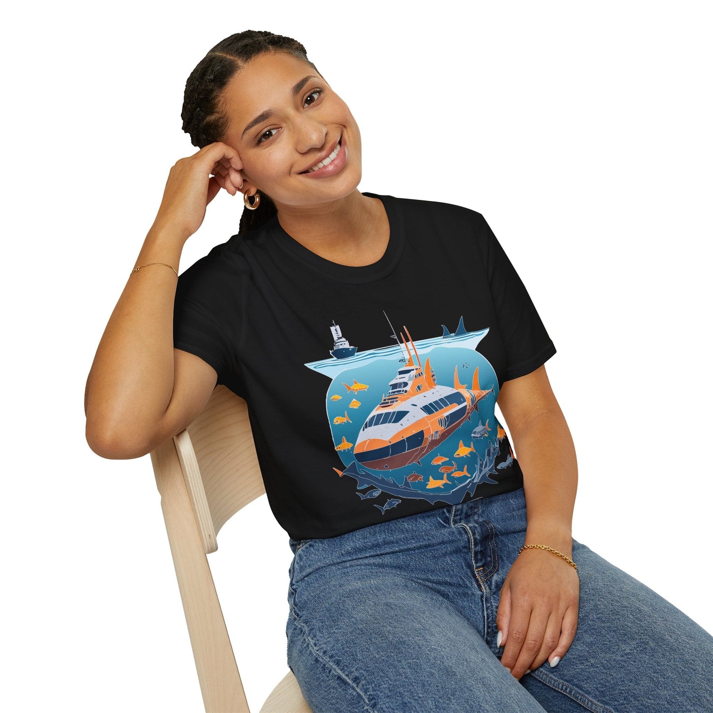 Ocean Tee Shirt Unisex Short Sleeve Gildan Softstyle 64000 Premium Comfort Ocean Artwork