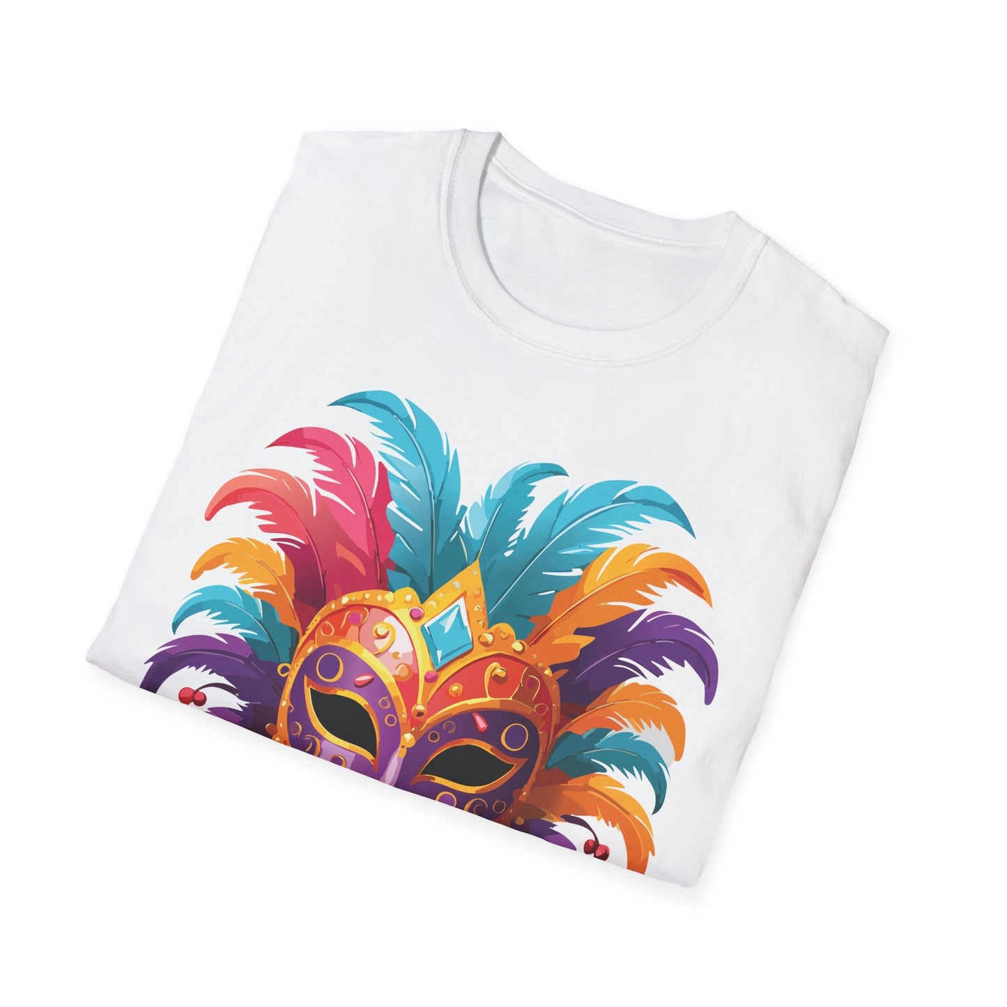 Unisex Gildan Softstyle Mask Tee Shirt With Art Design Casual Everyday Wear Masquerade Tee