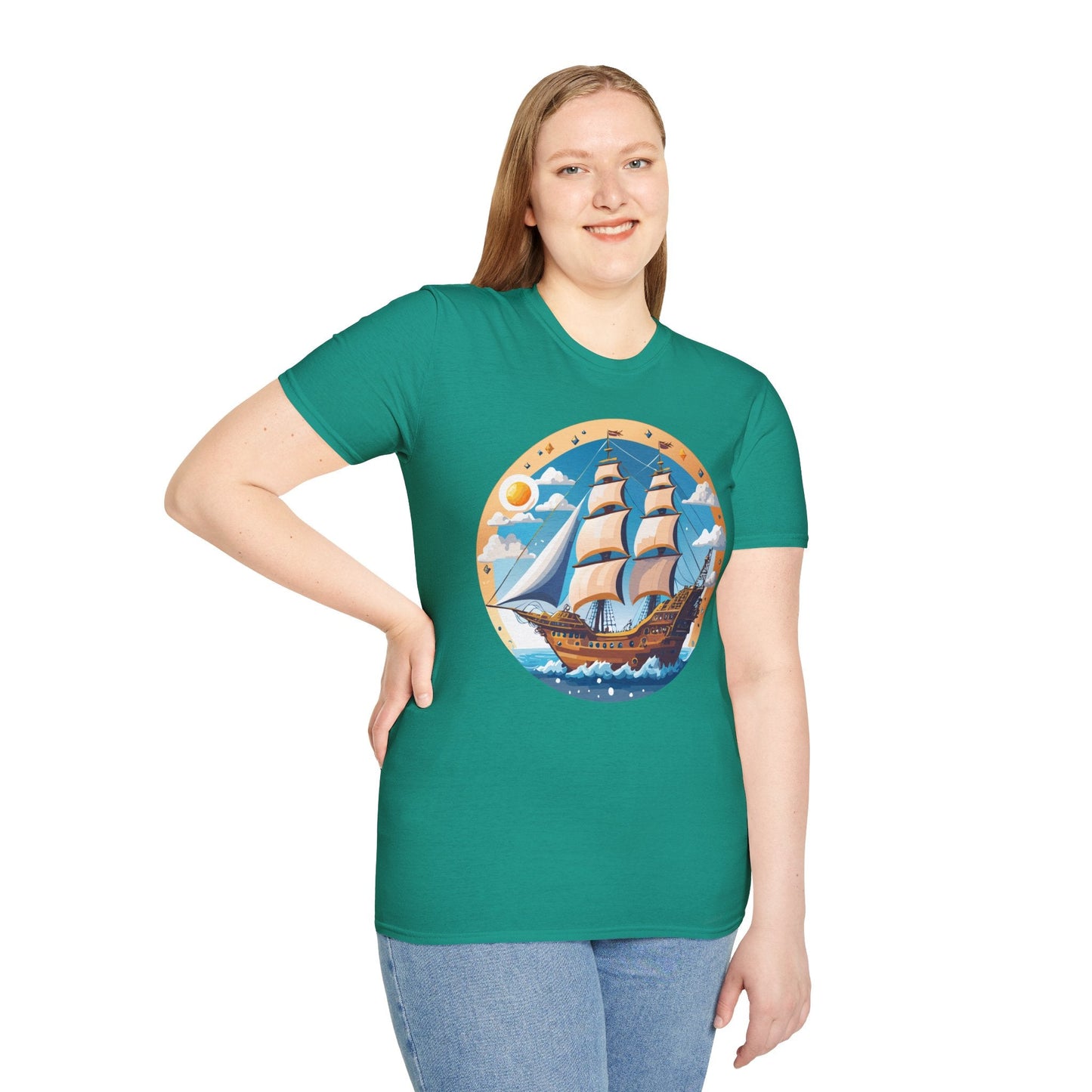 Unisex Nautical Frigate Ship T Shirt Vessel Tee Gildan Softstyle 64000 100 Percent Ring Spun Cotton