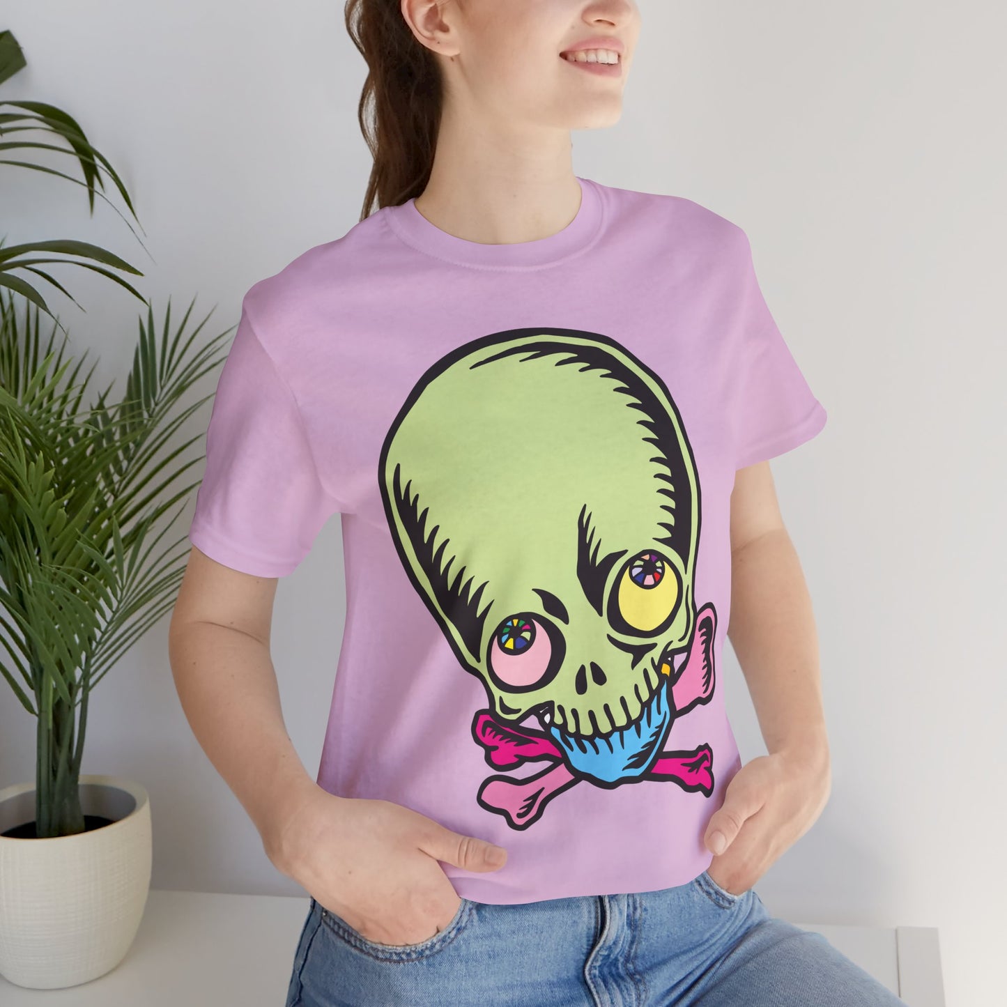 Lt Green Skull Graphic Design Tee, Skull Shirt, Vintage Tees, Art Design T-Shirt, Vintage Graphic Tee, Art Shirts with Skulls
