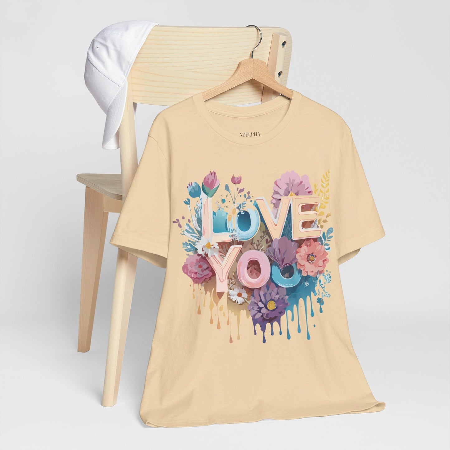 Valentine Day Graphic Unisex 100 Cotton Vintage Artwork with Love and Flower Design Tee 37
