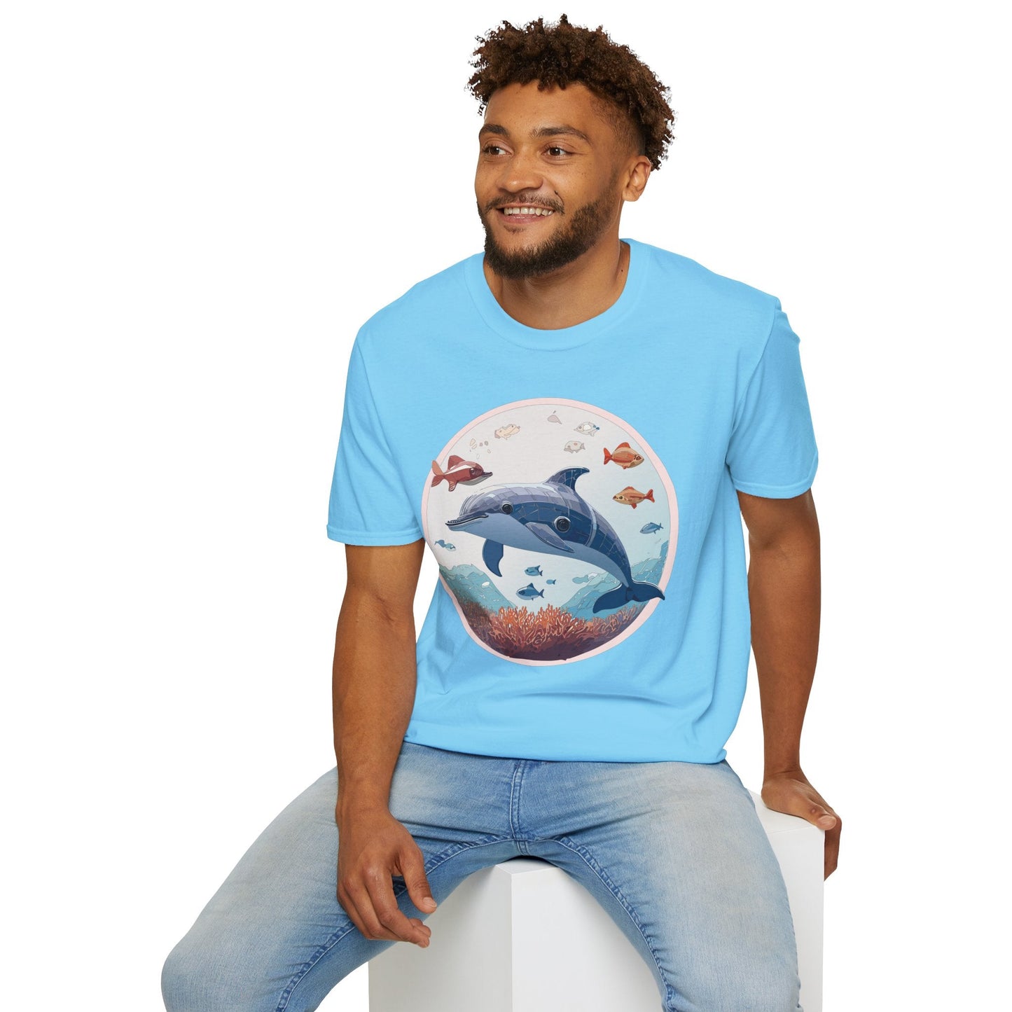 Dolphin Shirt Unisex Softstyle Tee One Hundred Percent Ring Spun Cotton Lightweight Comfort