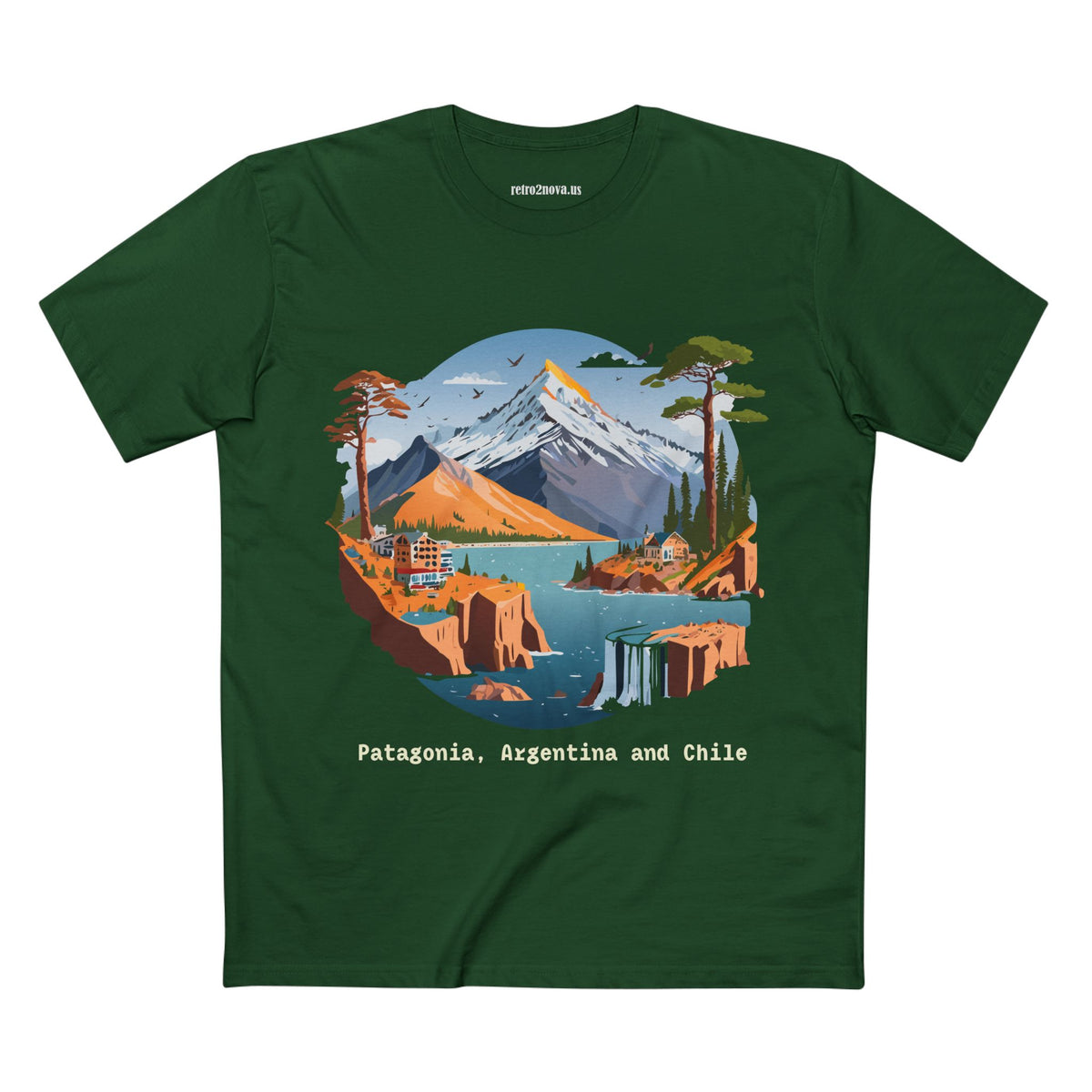 Patagonia Argentina and Chile Tee | Mountain Landscape, Waterfall, Lakeside Scene