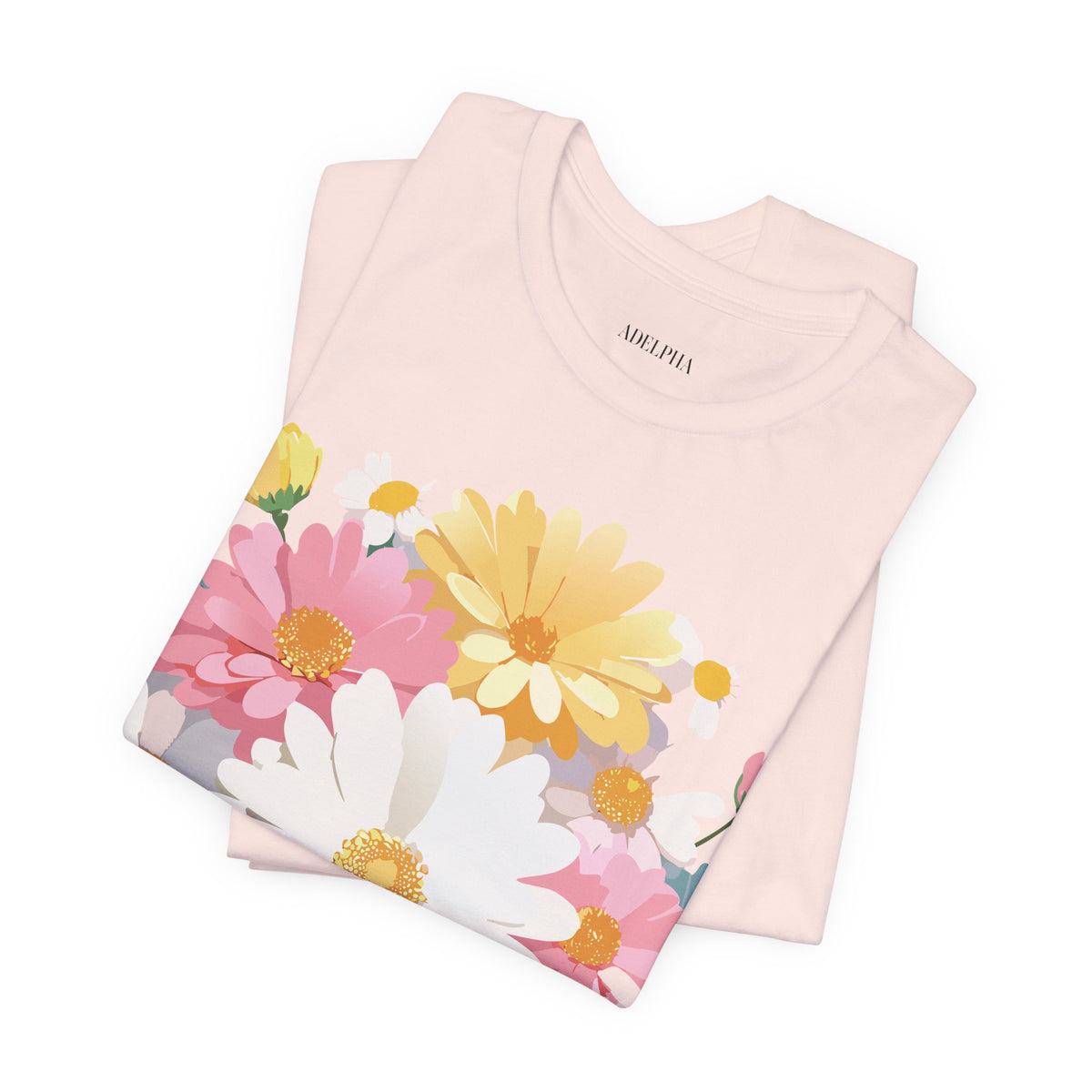 Floral Graphic Unisex Cotton Bella+Canvas Tee with Flowers Art Design n124