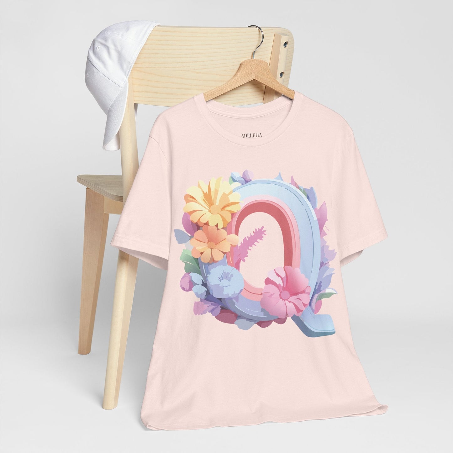 Unisex Letter Q Graphic Tee By Adelpha Vintage Inspired Art Design Short Sleeve Shirt