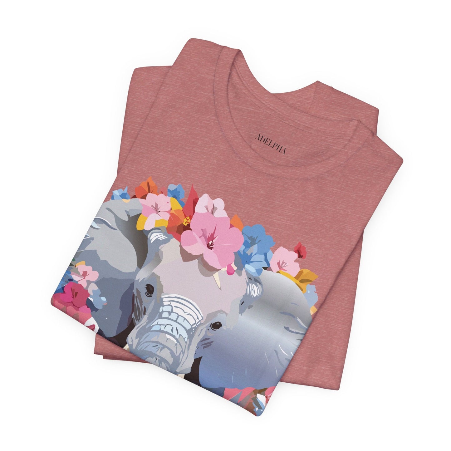 Elephant Graphic Tee Unisex Short Sleeve Jersey With Vintage Inspired Adelpha Artwork