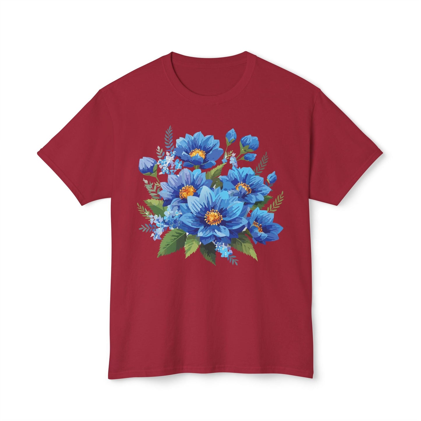 Unisex Floral T Shirt with Vintage Flower Art Print HD Cotton Tee Designed In USA