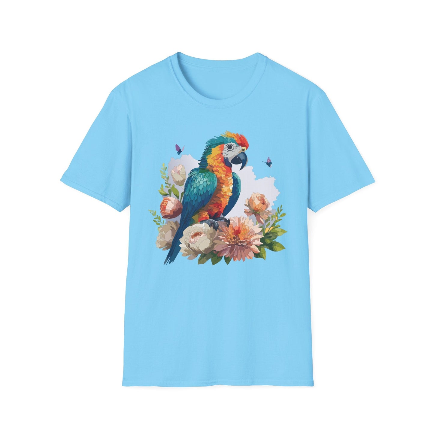 Bird T Shirt Floral Bird Print Unisex Softstyle Cotton Tee Animal Graphic Tee For Everyday Wear