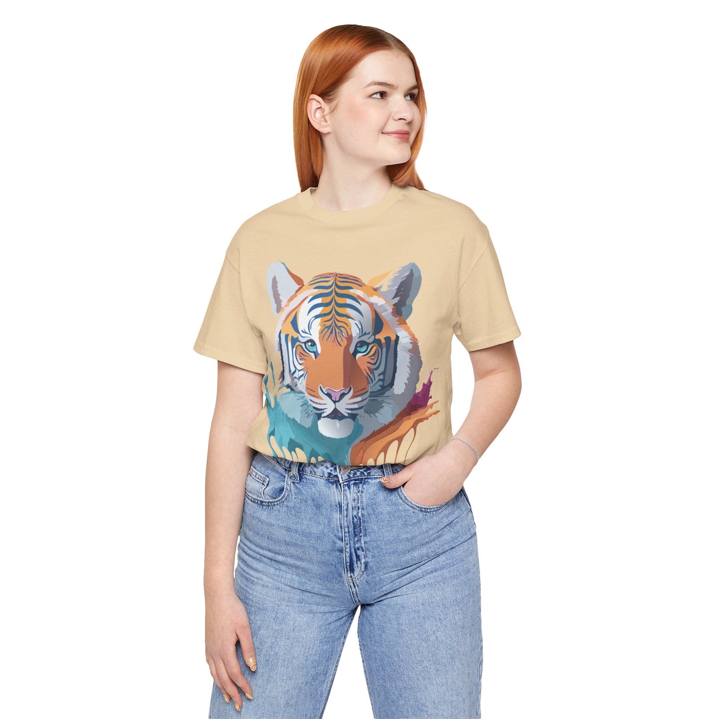 Tiger Graphic Unisex 100 Cotton Vintage Art with Animal Tee 16