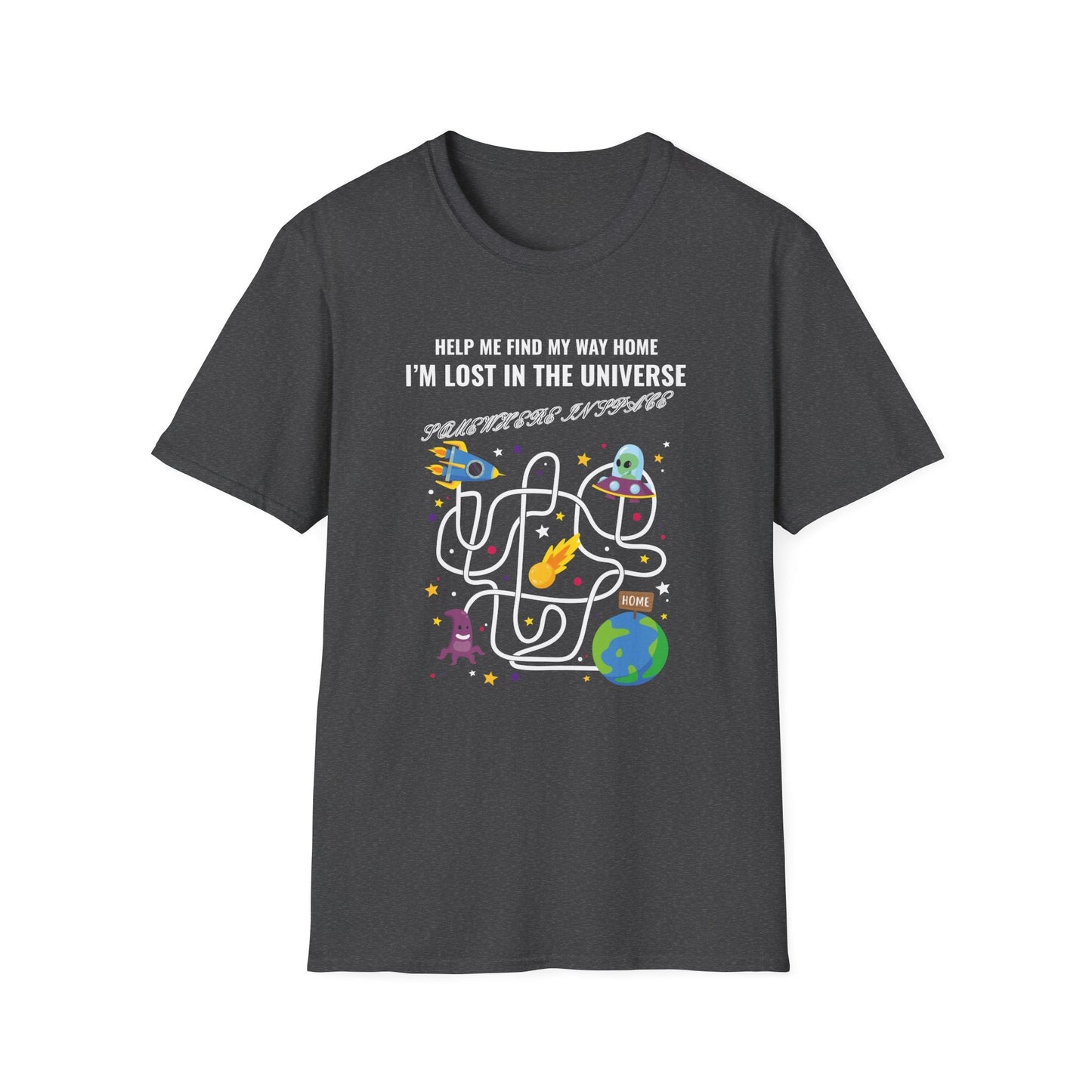 Lost in the Universe Maze TShirt Unisex Cotton Funny Space Puzzle Tee