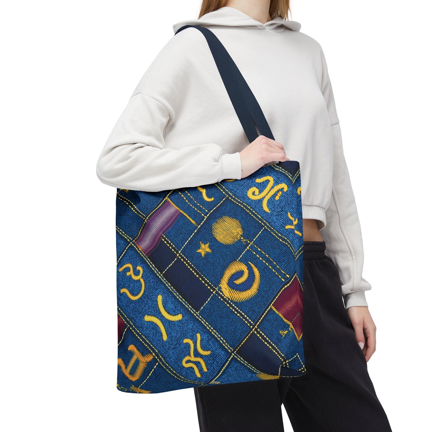 Denim Fabric Imitation Print Unisex Canvas Bag Poly Spun 3 Sizes Tote Bag 184