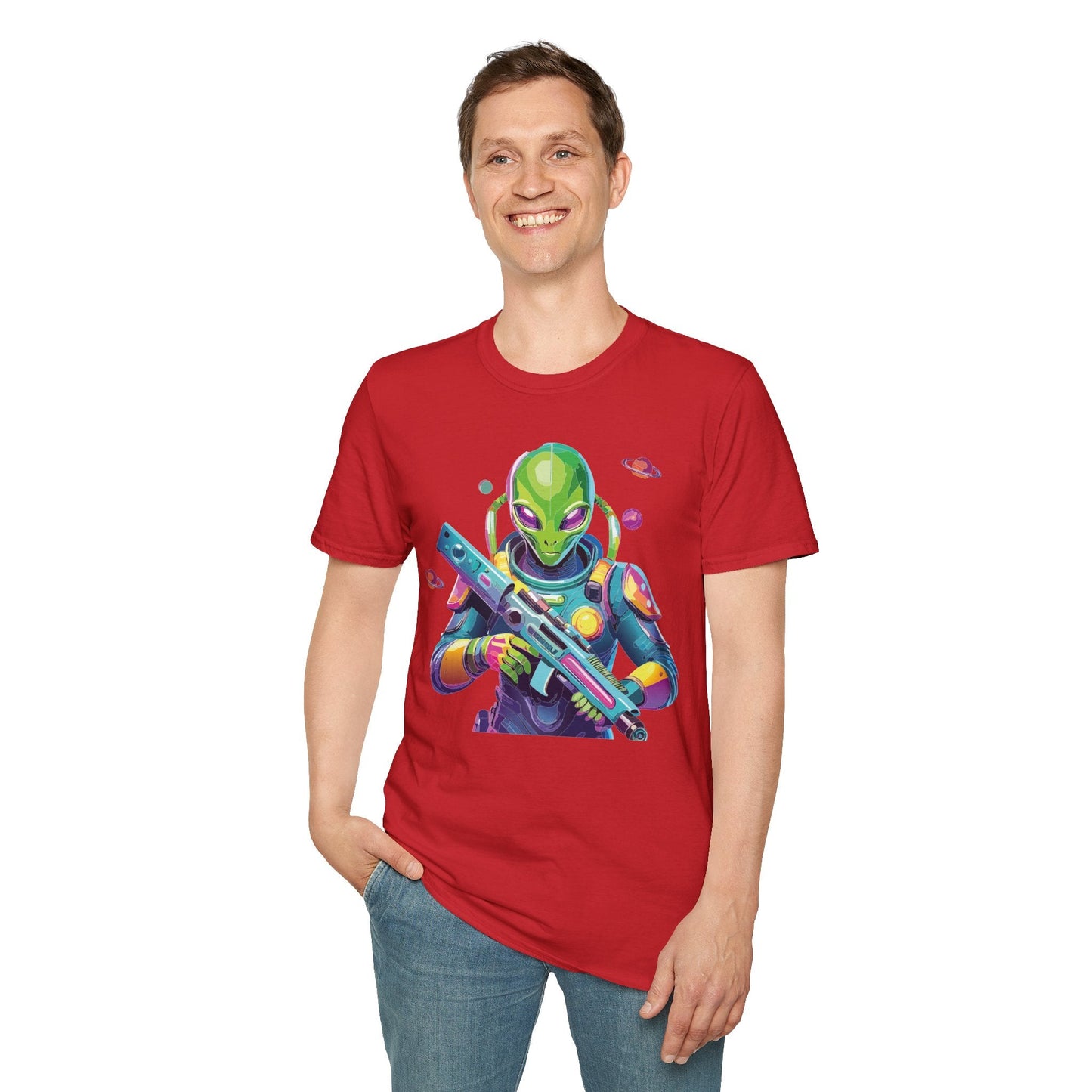 Alien Graphic Unisex Cotton Softstyle UFO Artwork Tee 8