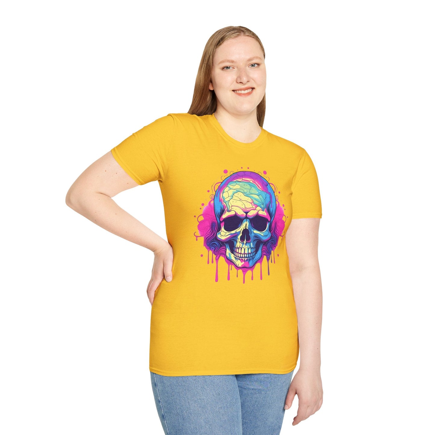 Skull Tee Shirt Unisex Skeleton Design Gildan Softstyle 64000 Ring Spun Cotton Tee