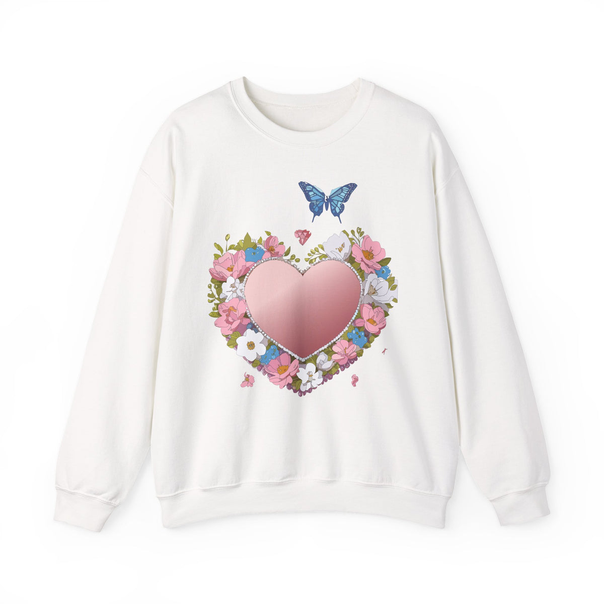 Floral Heart Love Graphic Valentine's Day Sweatshirt Unisex 50/50 Cotton-Poly Sweatshirt w30