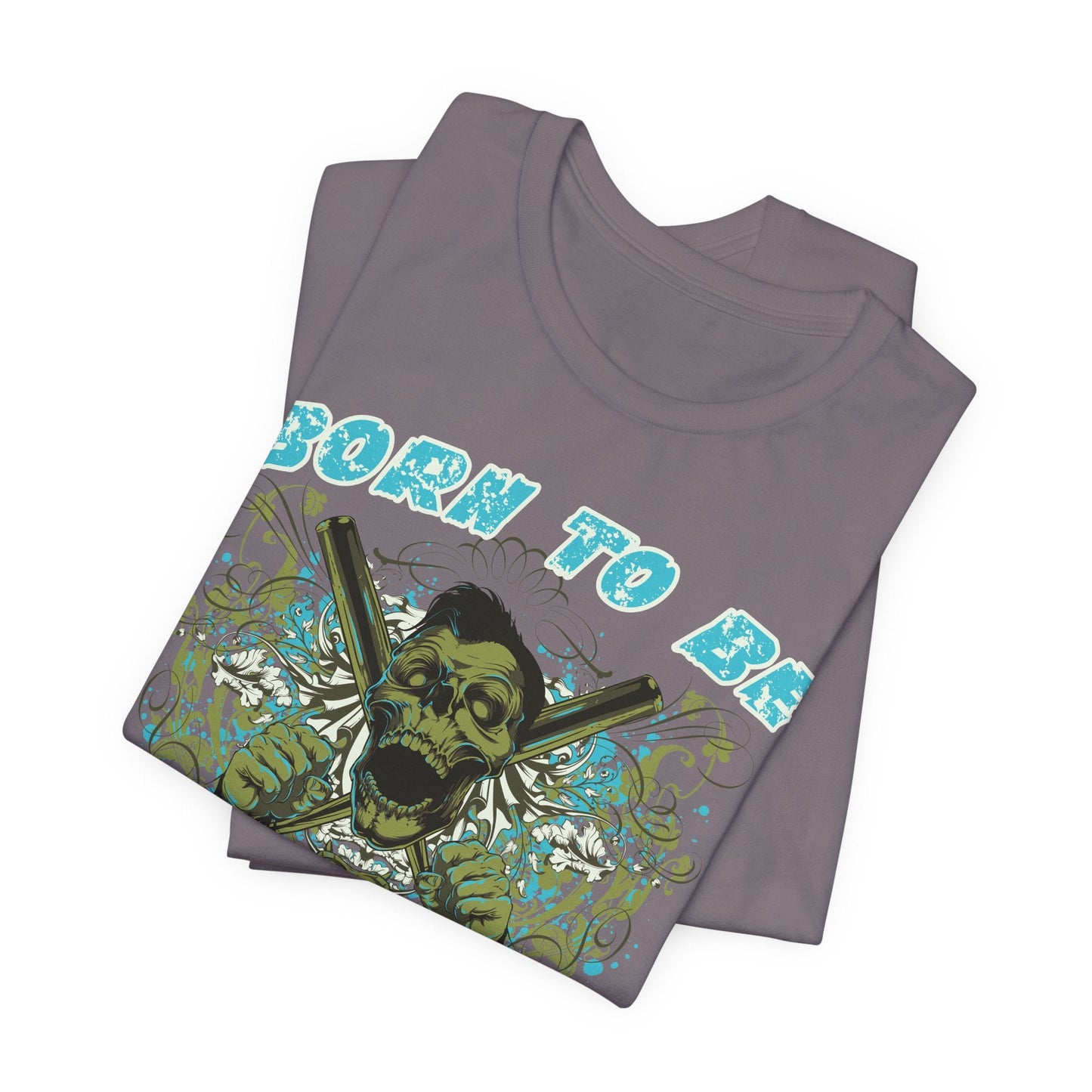 Born To Be Cage Fighter Tee Skull Crossed Knives Graphic T-Shirt
