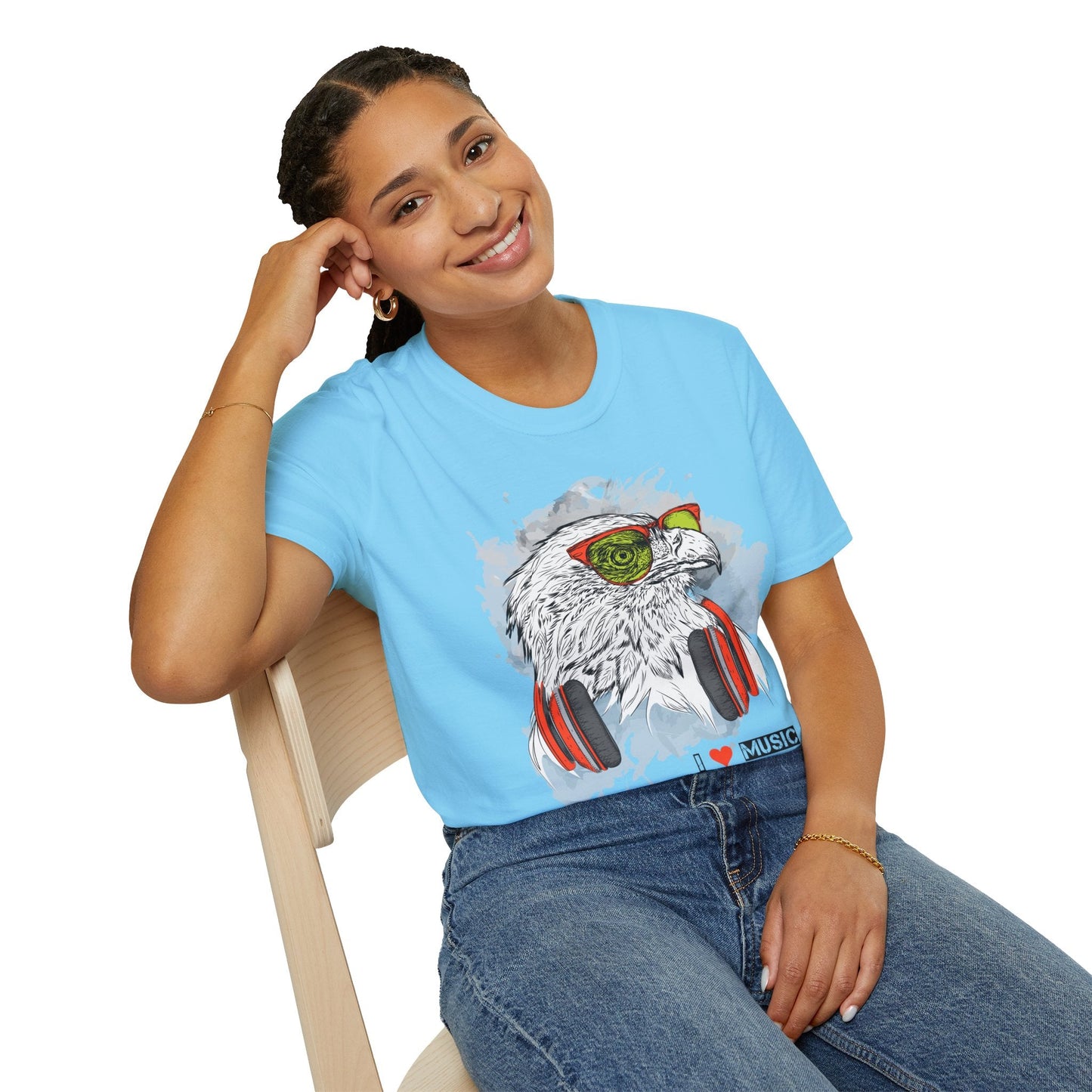 I Love Music Animals Shirt With Headphones Unisex Gildan Softstyle 64000 Tee Premium
