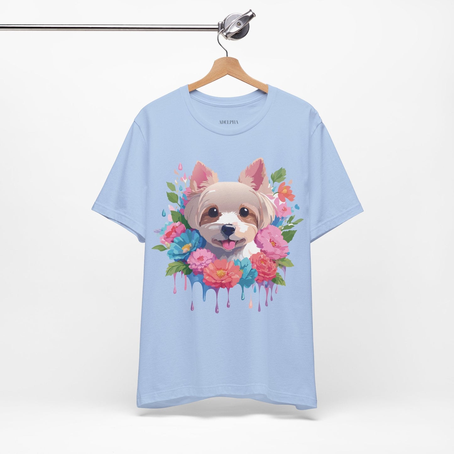 Unisex Graphic T Shirt With Original Adelpha Artwork Vintage Inspired Dog Design