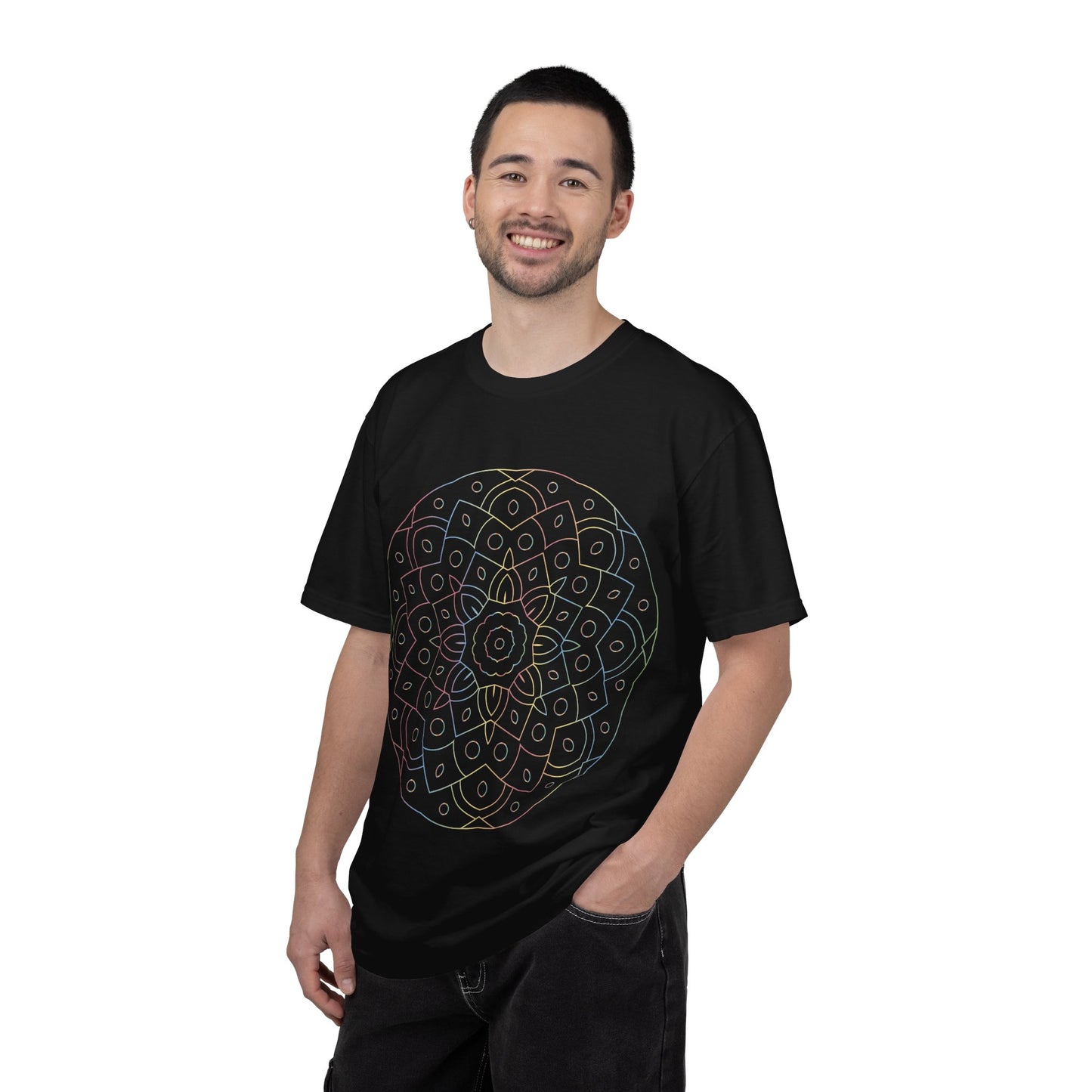 Unisex Garment Dyed Cotton T-Shirt with Mandala Graphic Design