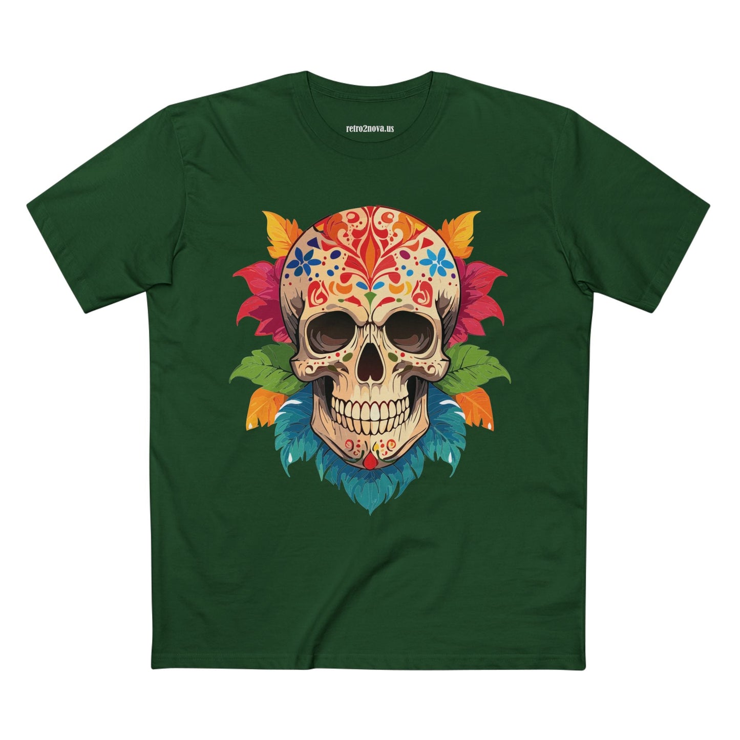 Unisex Skull Shirt With Original Art Design By Retro2Nova Premium Cotton Tee SS-5