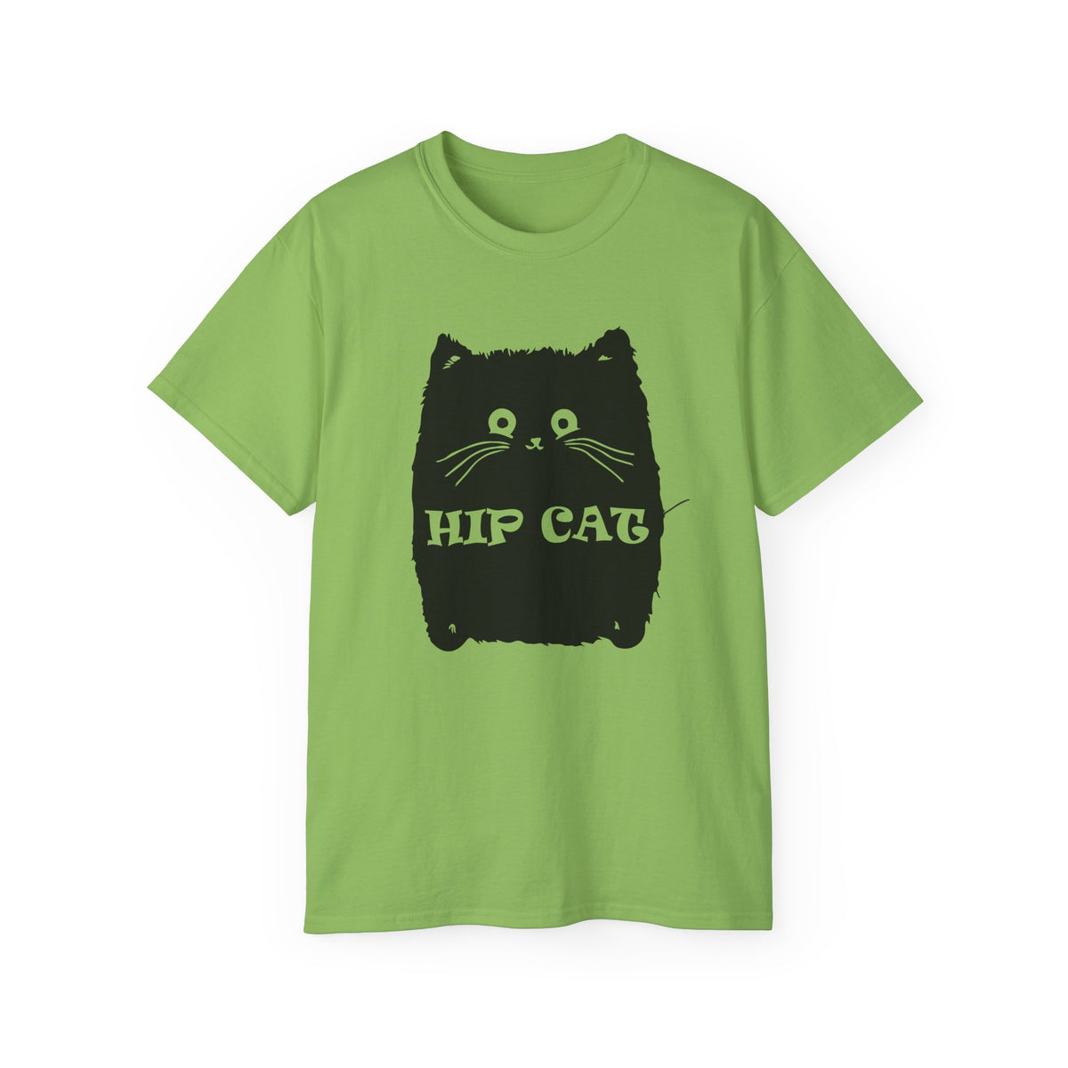 Hip Cat Graphic Tee | Cute Black Cat Illustration, Retro Typography