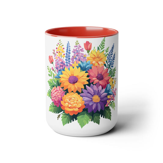 Two-Tone Coffee Mug with flowers