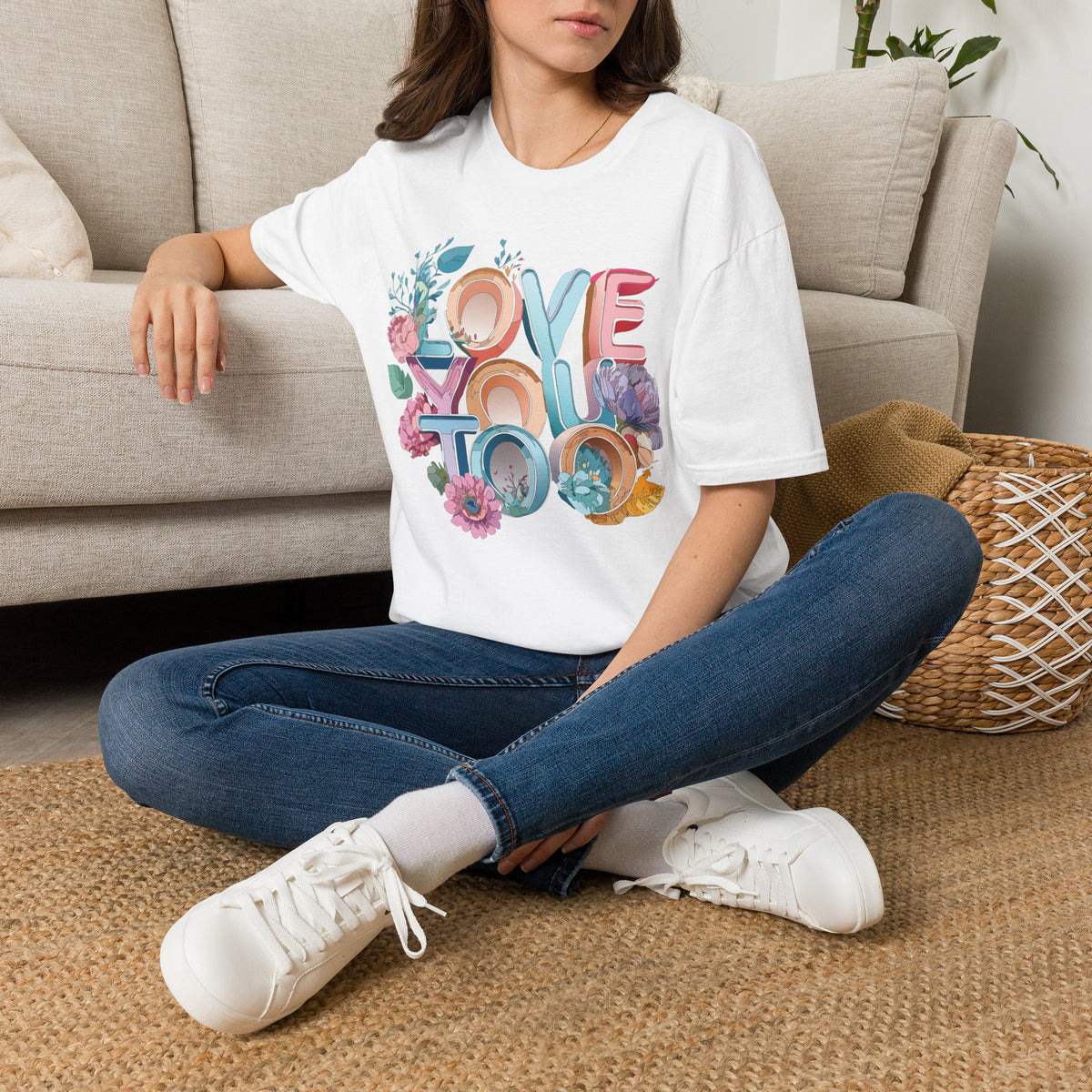 Love You Floral Typography T-Shirt | Pastel Retro Letters