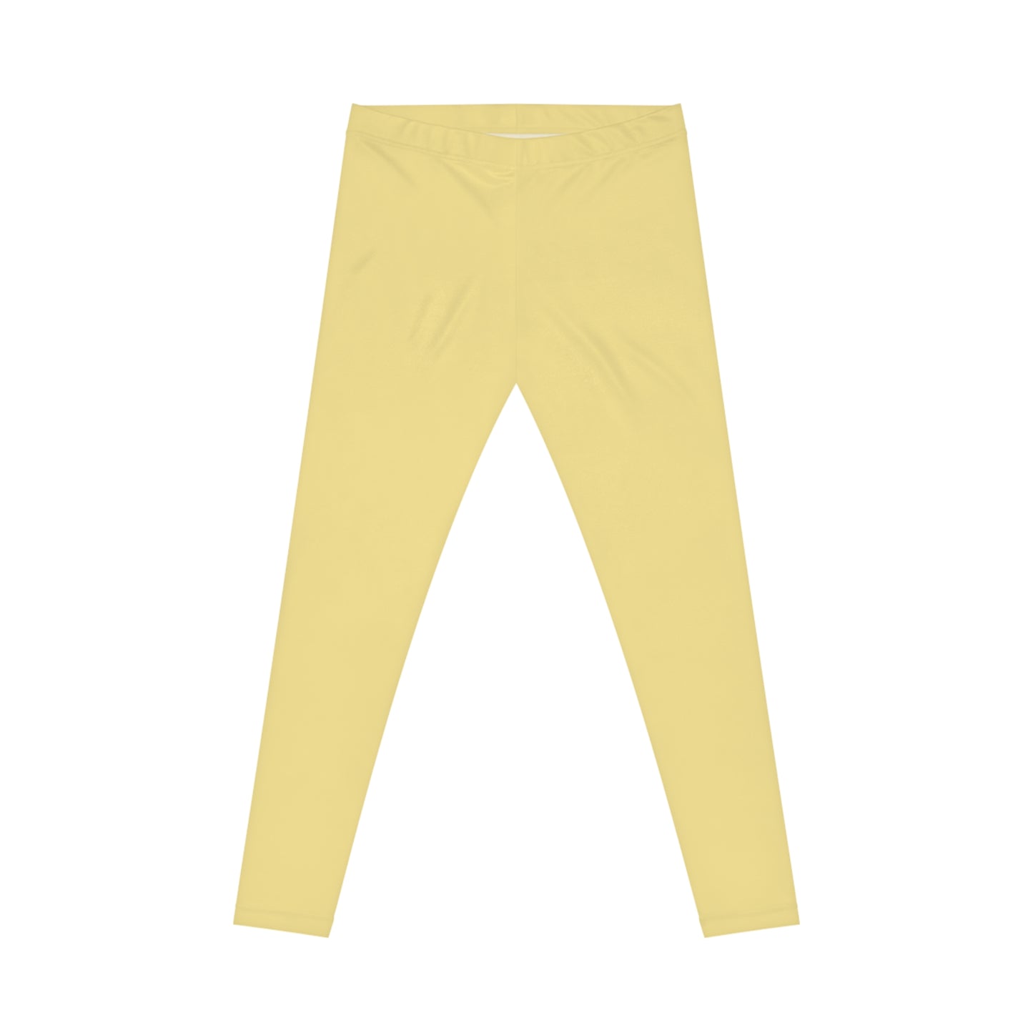 Summer Yellow Color Women's Poly-Span Casual Leggings XS-2XL