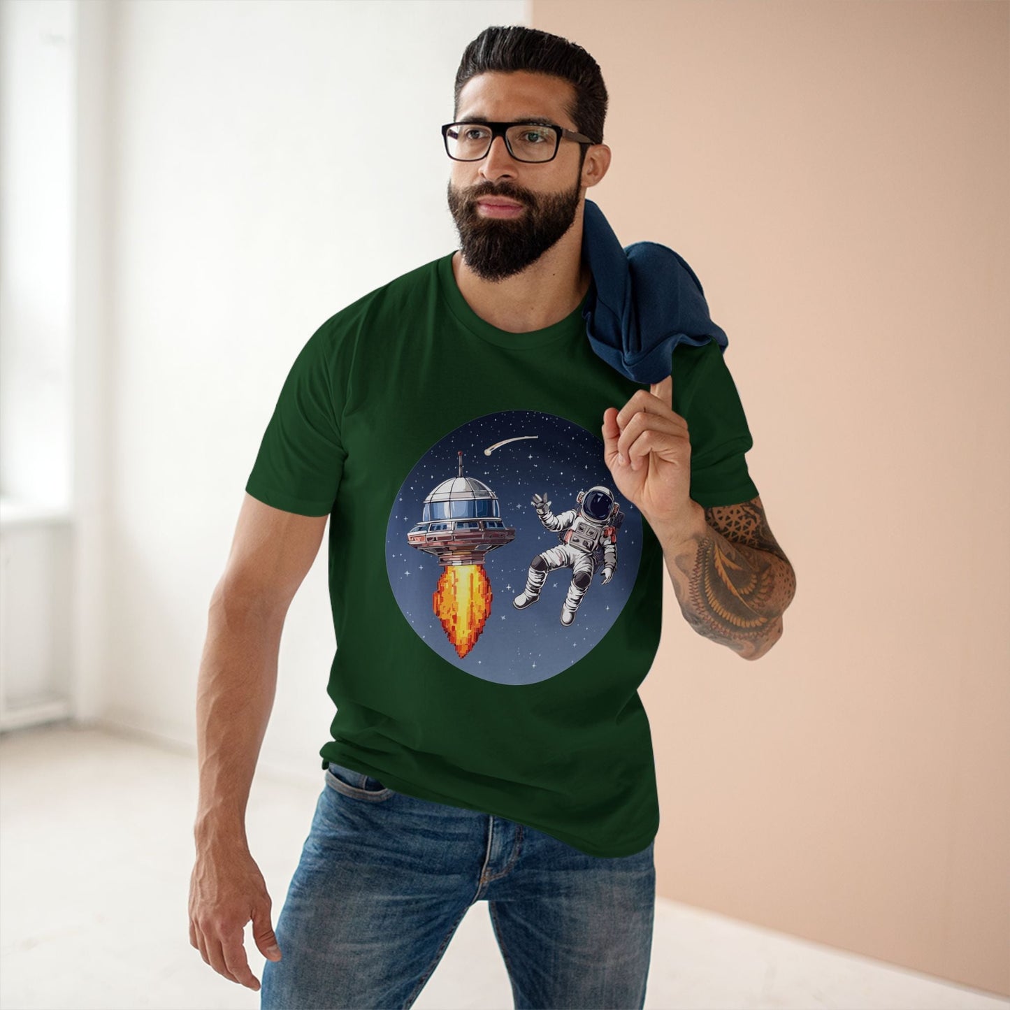 Cosmos Astronaut Shirt Unisex Premium Cotton Tee With Original Art Design Retro2Nova