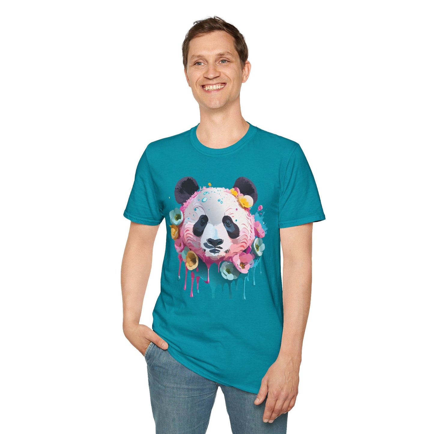 Panda Shirt Unisex T Shirt Graphic Tee Animal Print Gildan Softstyle 64000 100 Percent Cotton