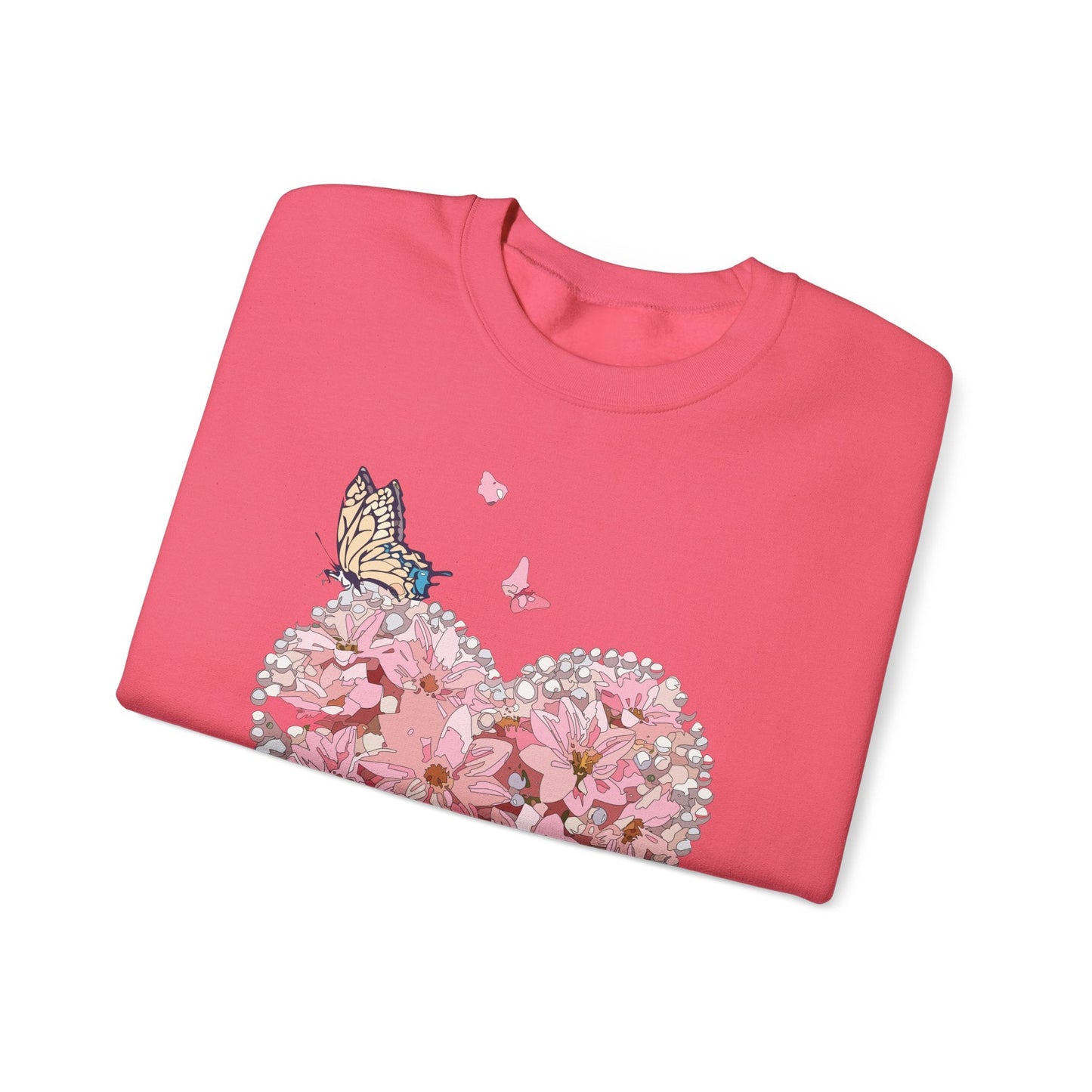 Unisex Floral Heart Sweatshirt with Love Floral Design for Valentines Day Gift Idea