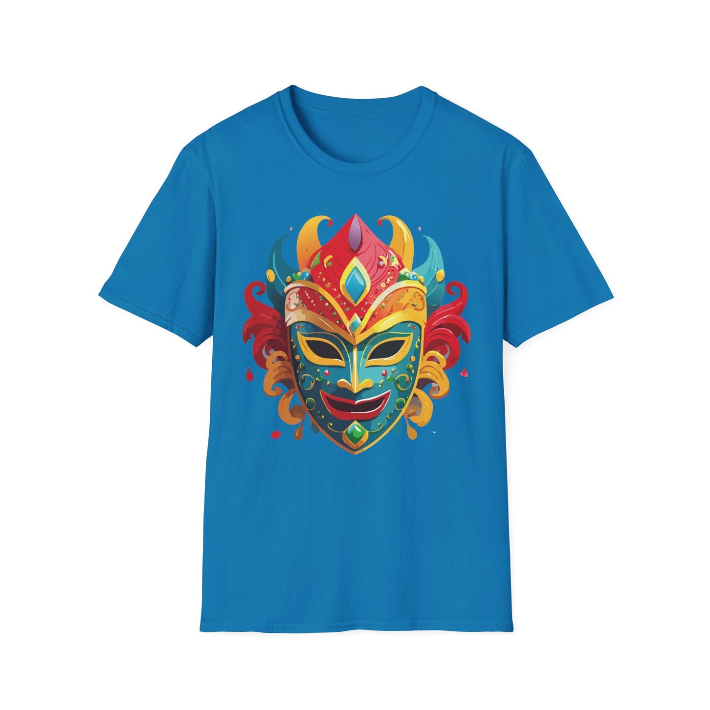 Unisex Mask Tee Shirt Gildan Softstyle 64000 Ring Spun Cotton Breathable Masquerade Design