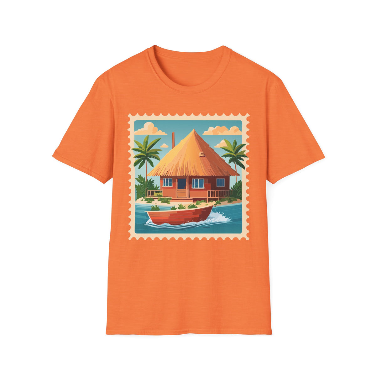 Tropical Tiki Hut T-Shirt | Beach House Palm Tree Illustration