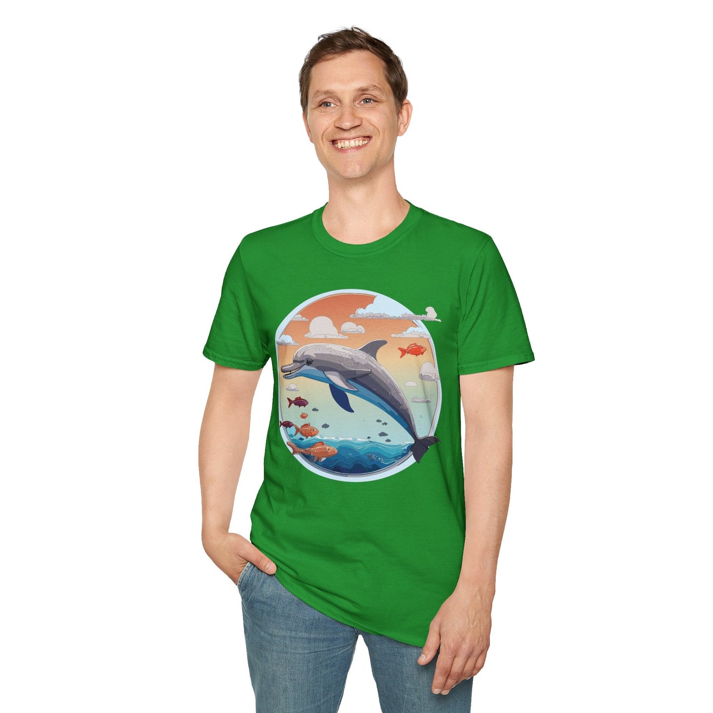 Dolphin Shirt Unisex Gildan Softstyle Cotton Tee For Men Women Dolphin Fish Animal Shirt