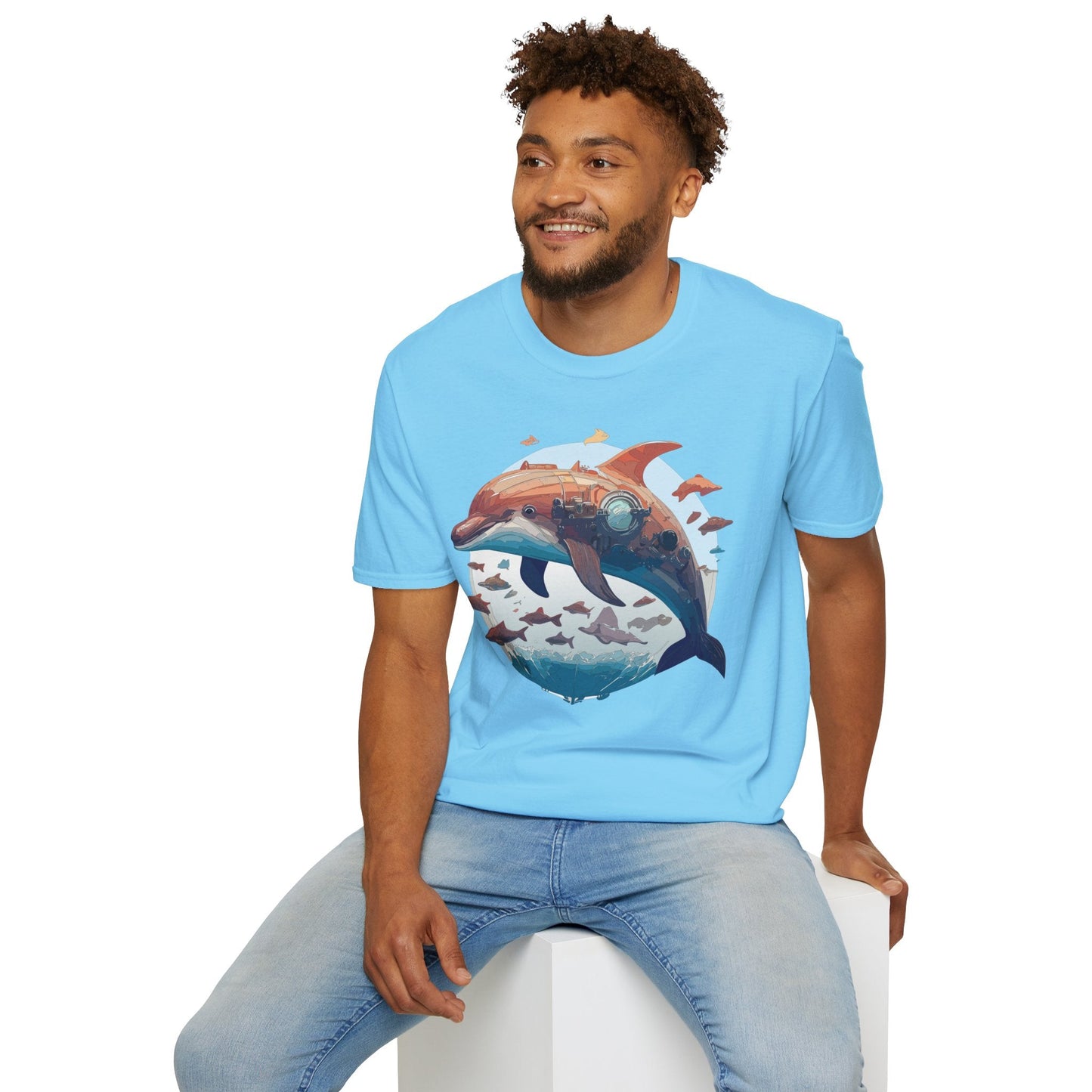 Unisex Dolphin Shirt Softstyle Tee Gildan 64000 Ring Spun Cotton Animal Graphic Design
