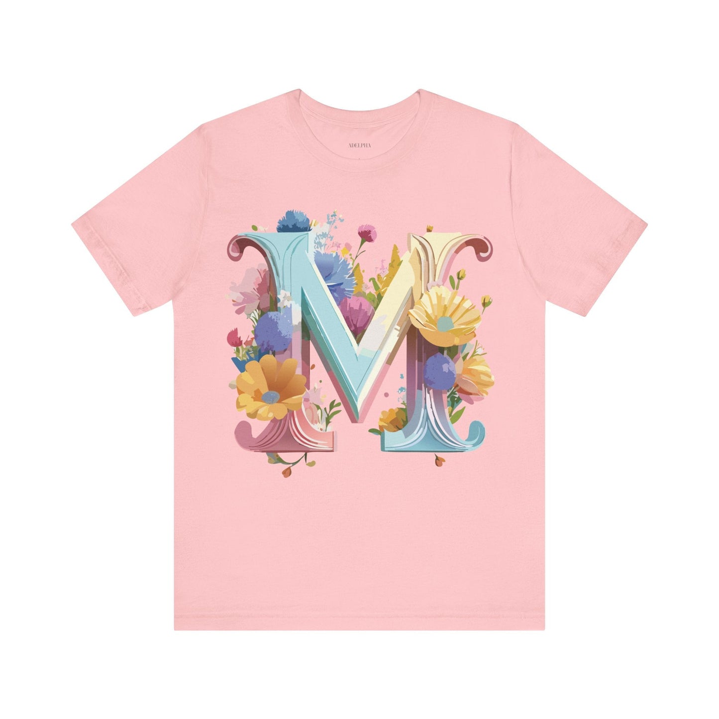 Letter M Shirt Unisex Graphic Tee Adelpha Vintage Inspired Art Design Short Sleeve