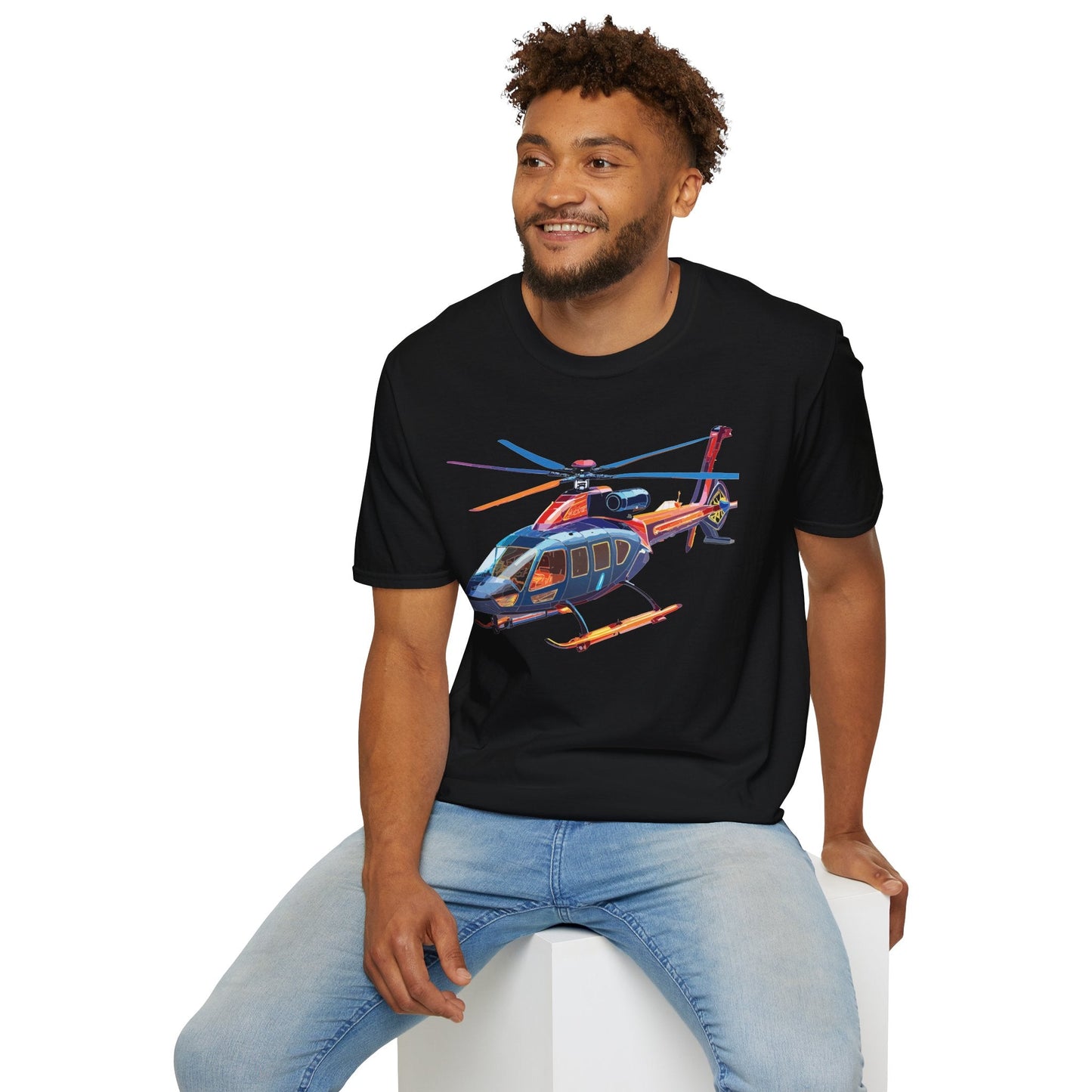 Chopper Helicopter Graphic Unisex Cotton Softstyle Short Sleeve Tee 4
