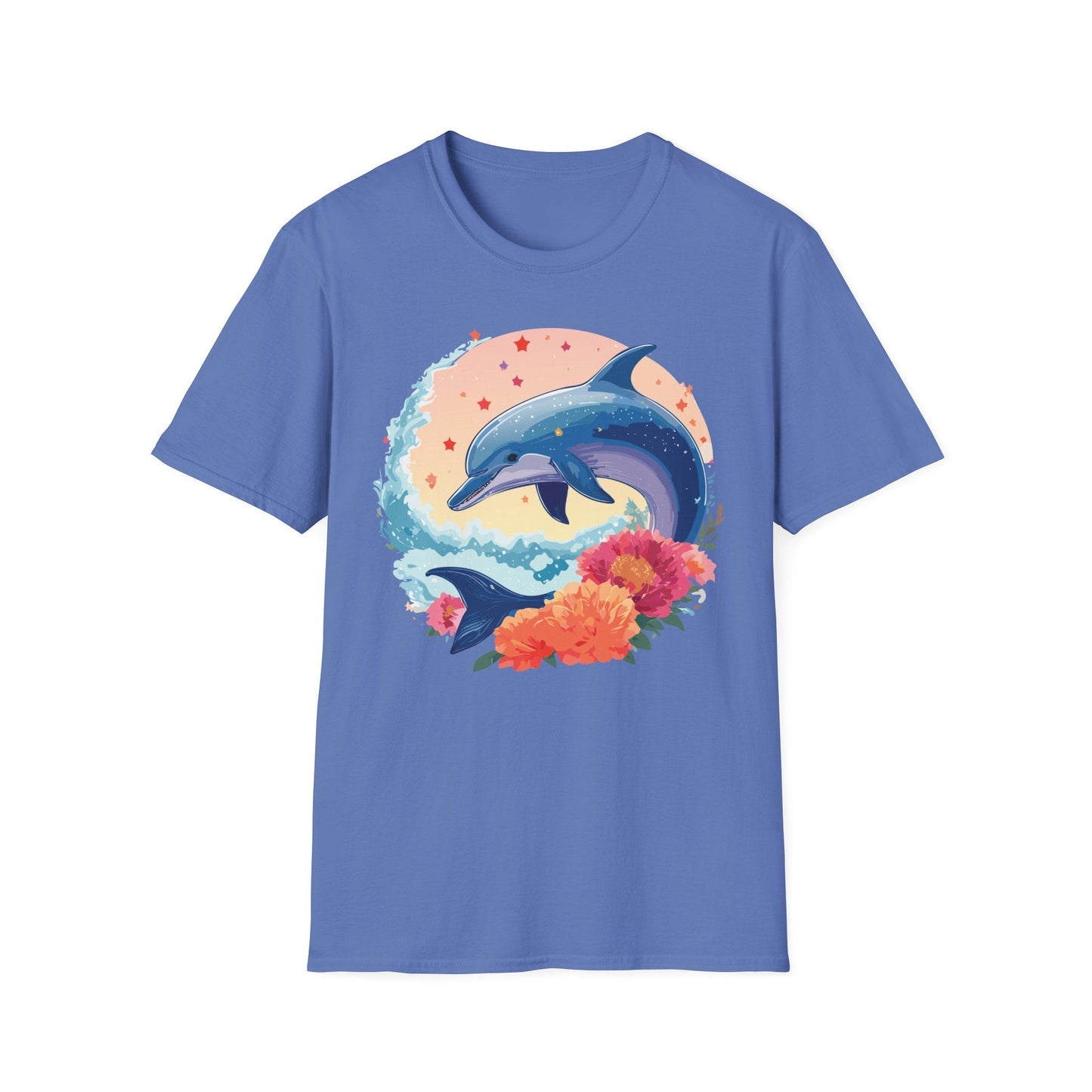 Dolphin Shirts Unisex Tee 100 Percent Ring Spun Cotton Gildan Softstyle 64000 For Everyday Comfort