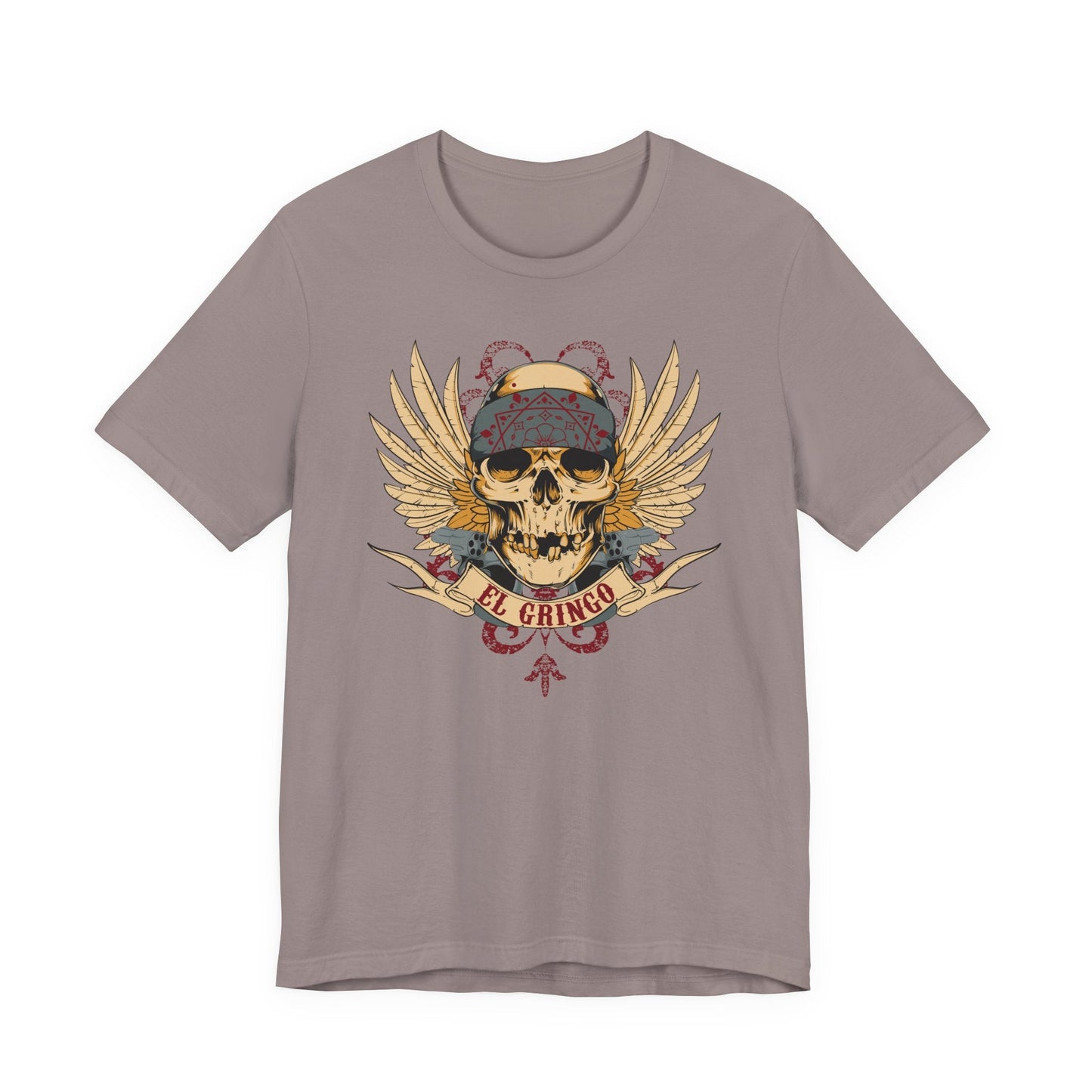 El Gringo Skull with Wings T-Shirt Vintage Tattoo Style Art-53
