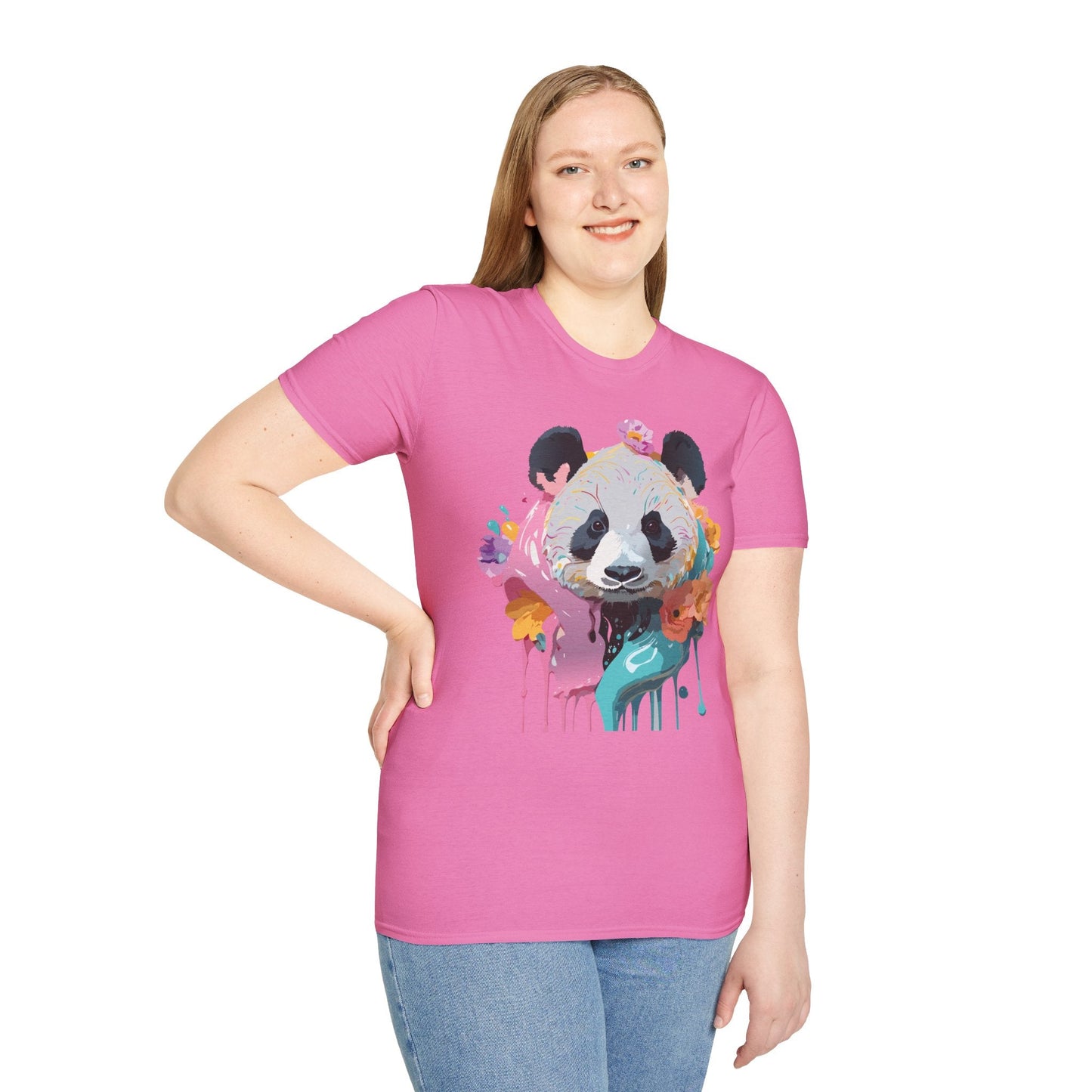 Gildan Softstyle Panda Shirt Unisex T Shirt With Panda Animal Design 100 Percent Cotton Tee