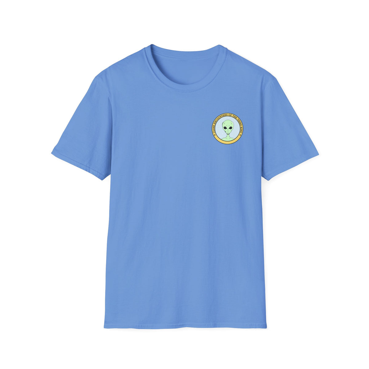 Alien Badge Small Chest Logo Retro Space Graphic Tee Gildan Unisex 100 Cotton Tee Shirt r104