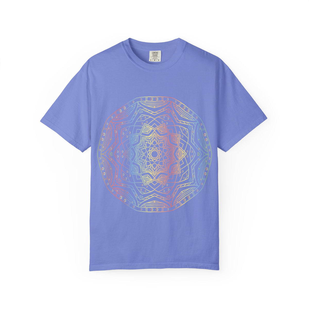 Unisex Garment Dyed Cotton T-Shirt with Mandala Graphic Design