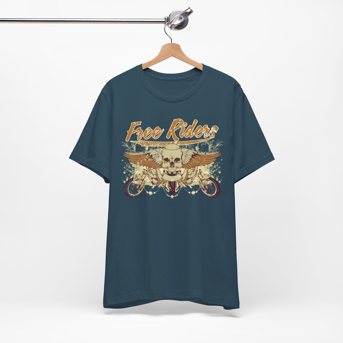 Free Riders Skull Motorcycle Tee Biker Graphic Art Design T-Shirt A-1