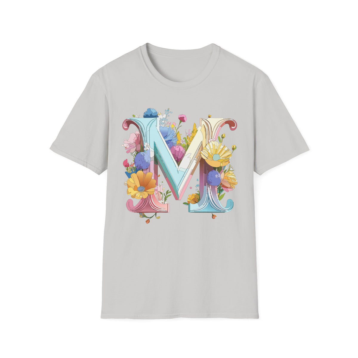Floral Letter M Monogram T-Shirt | Watercolor Garden Initial Tee
