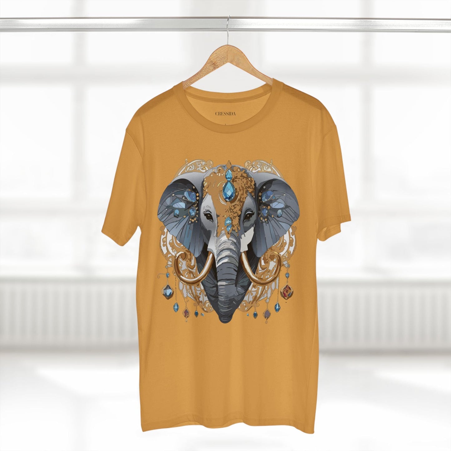 Elephant Graphic Unisex 100 Cotton Tee With Unique Animal Golden Medallion Art Design 39
