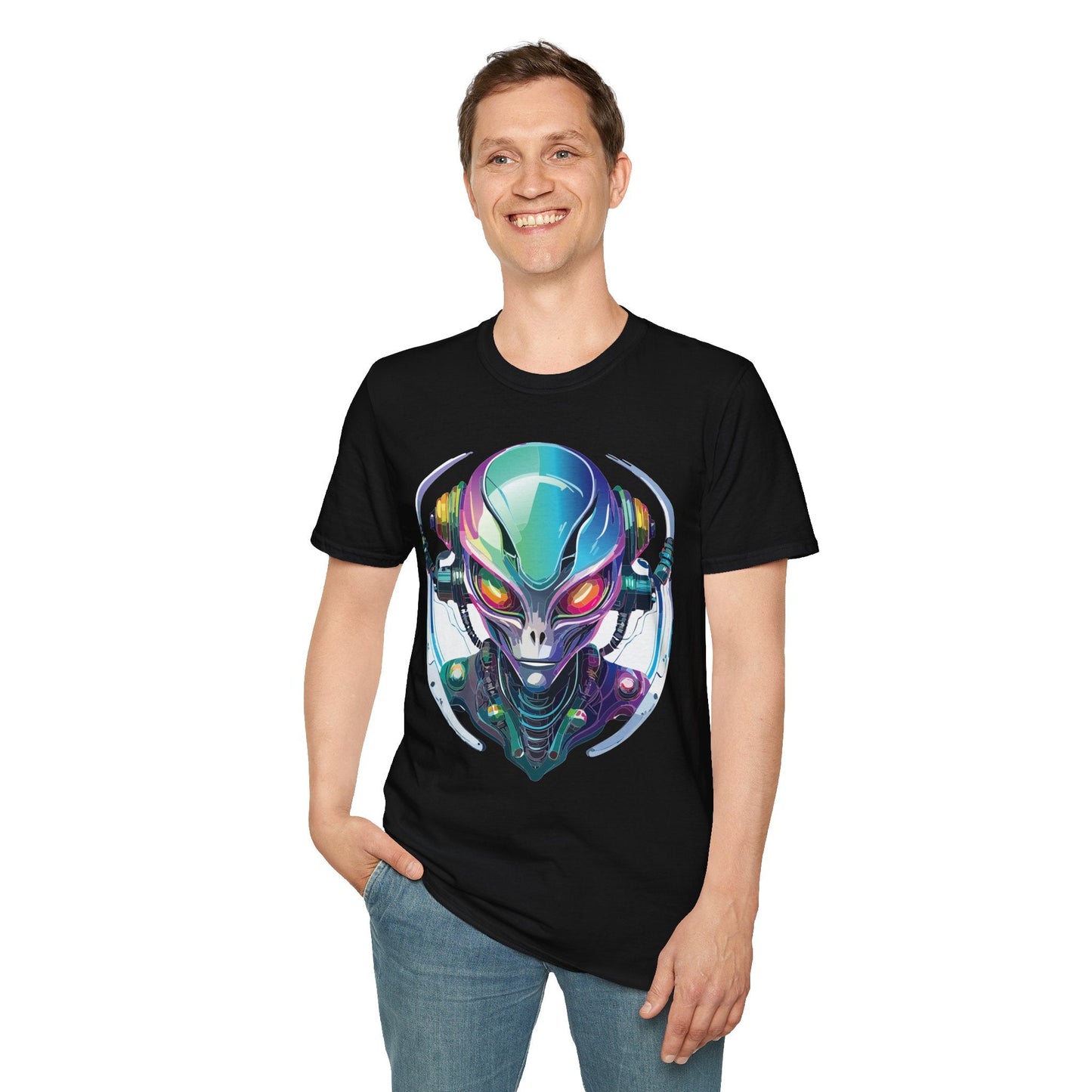 Alien Cosmos T Shirt Unisex Softstyle 64000 Tee With Alien Space Design 100 Percent Ringspun Cotton