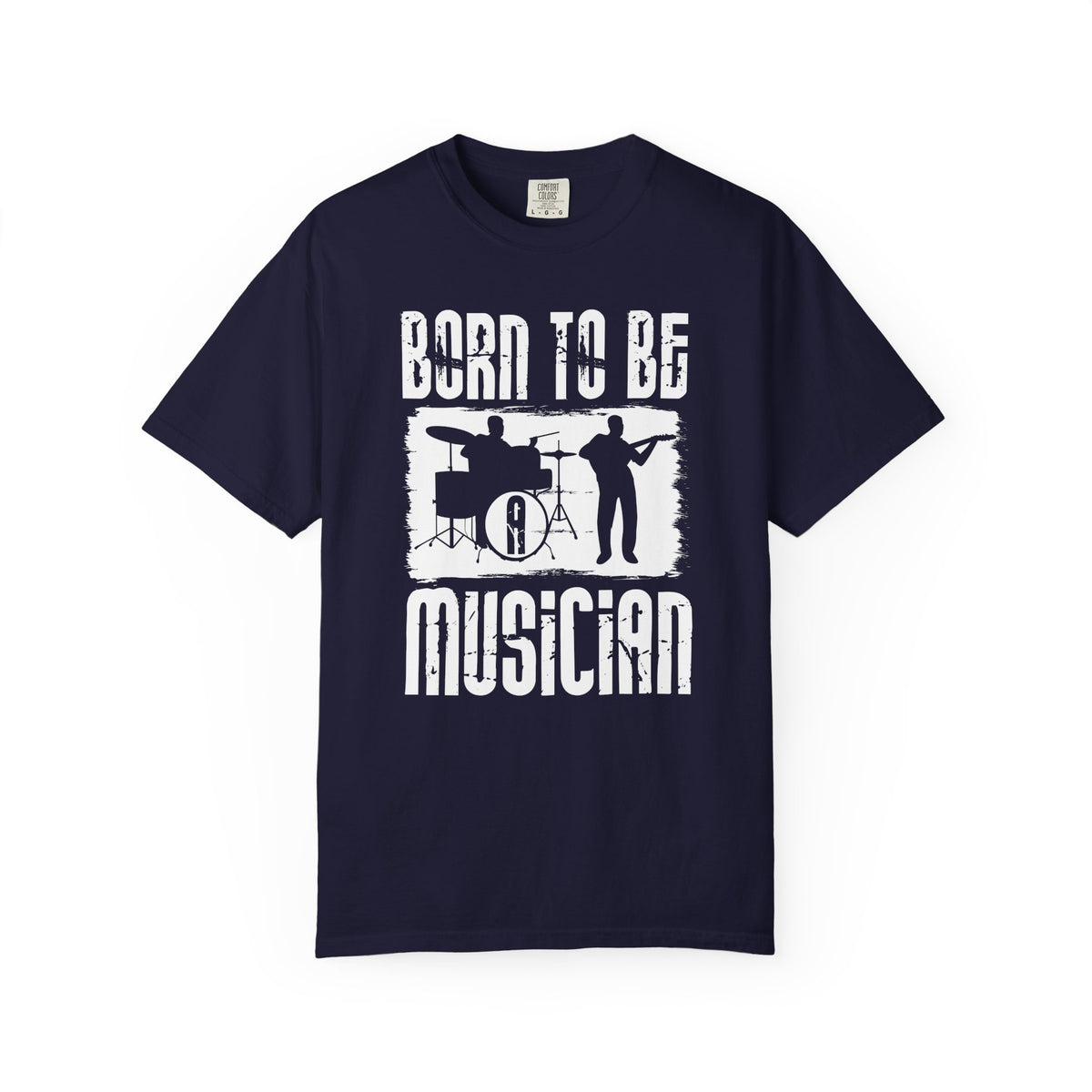 Born to Be Musician T-shirt Band Silhouette Drum Guitar Design Unisex Cotton Tee 009